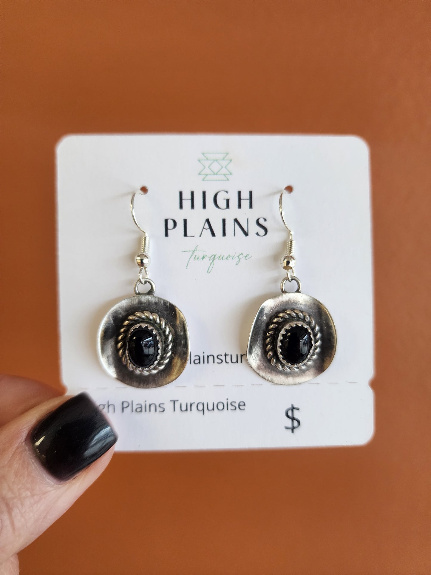 Handmade Sterling Silver Stone Accent Cowboy Hat Earrings