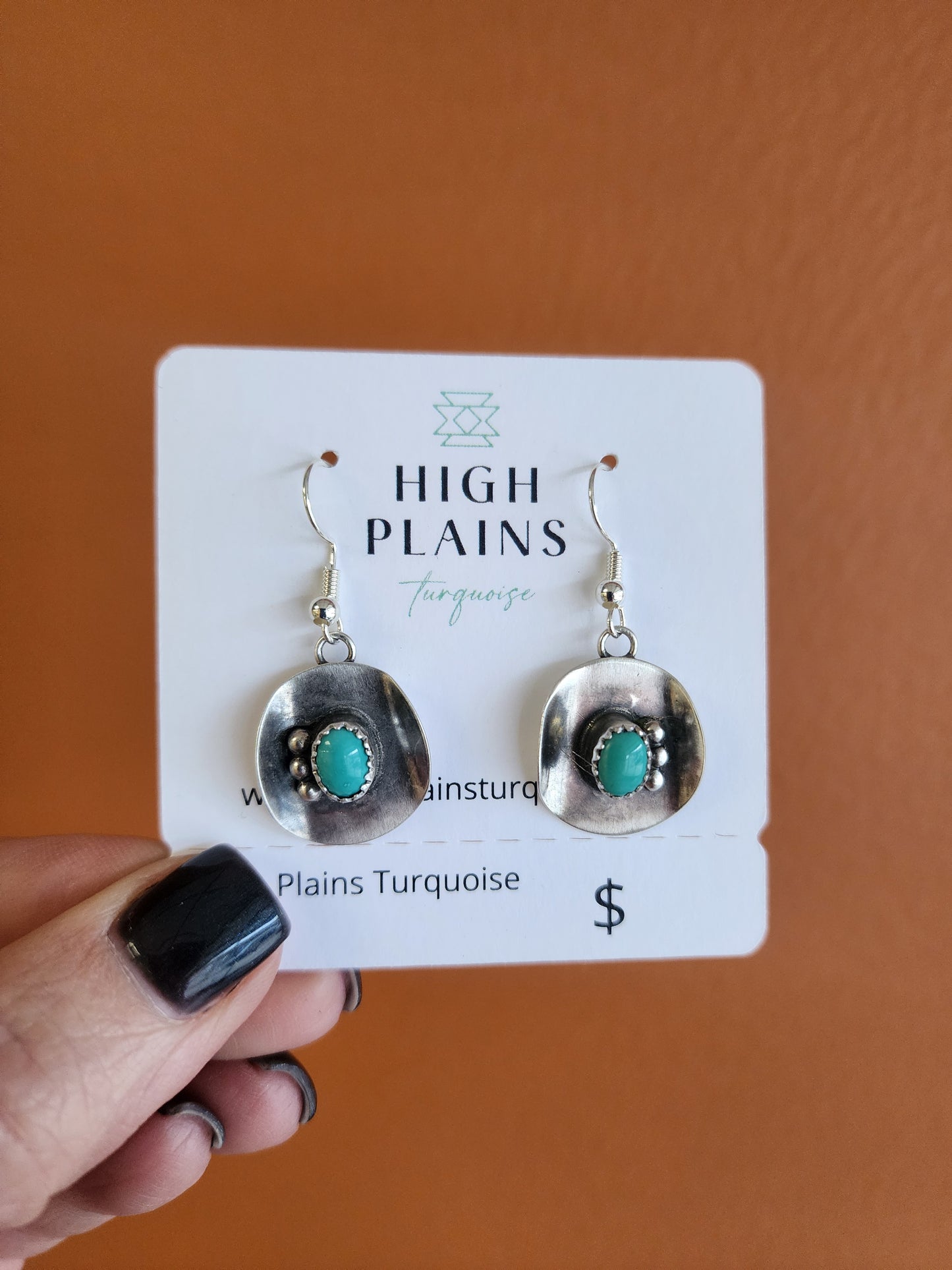 Handmade Sterling Silver Stone Accent Cowboy Hat Earrings