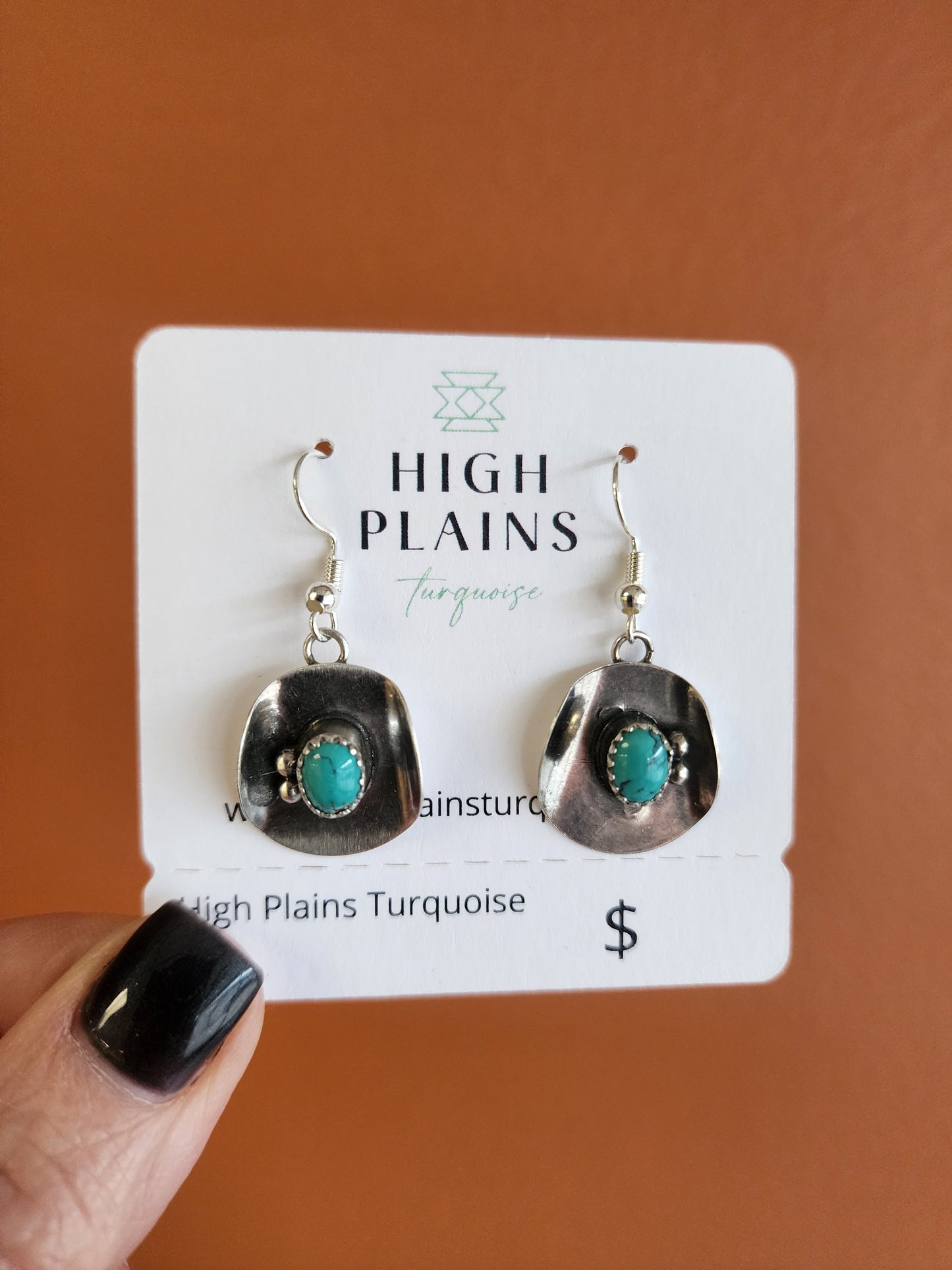 Handmade Sterling Silver Stone Accent Cowboy Hat Earrings