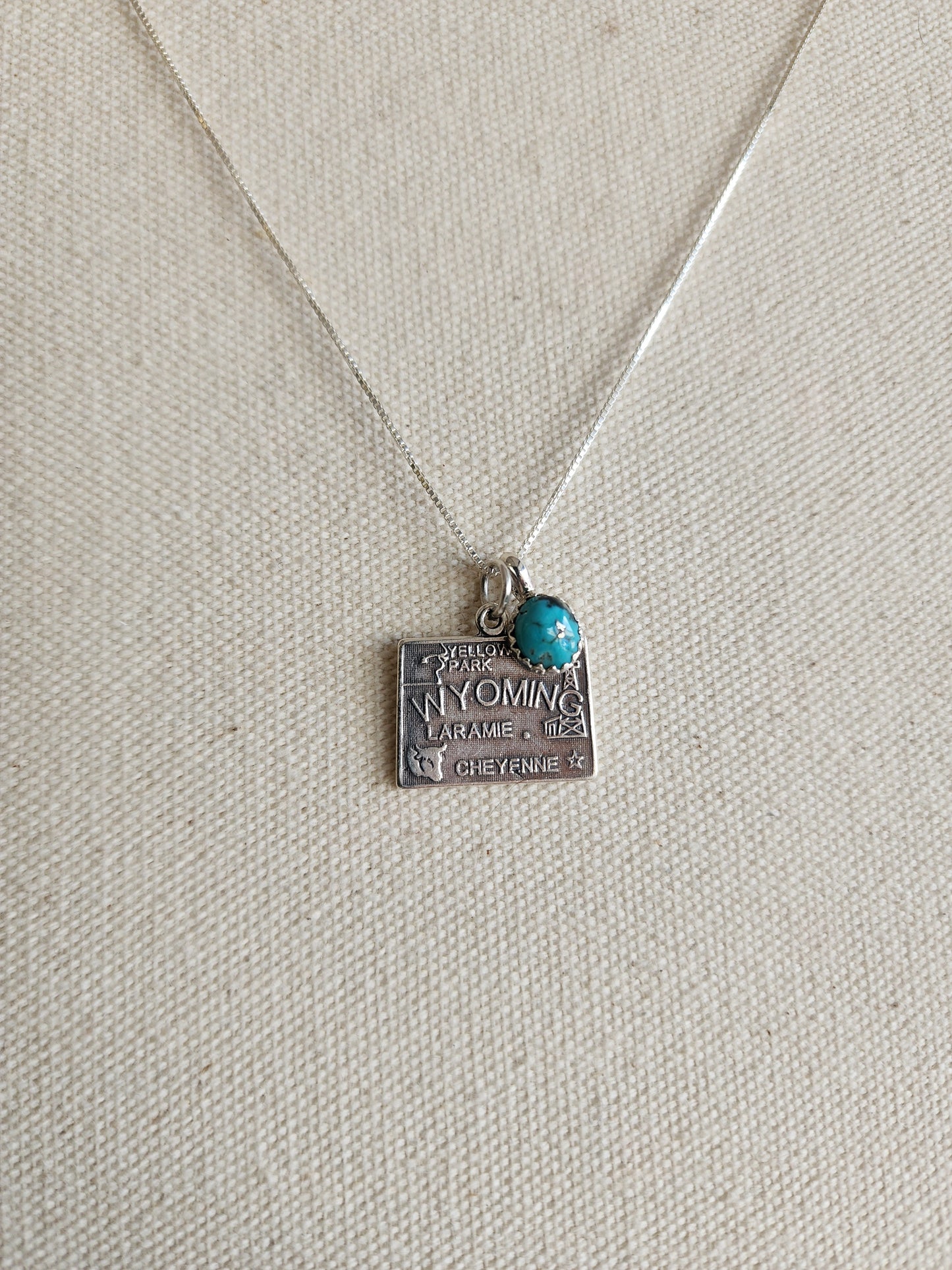 Sterling Silver Wyoming State Pendant Necklace