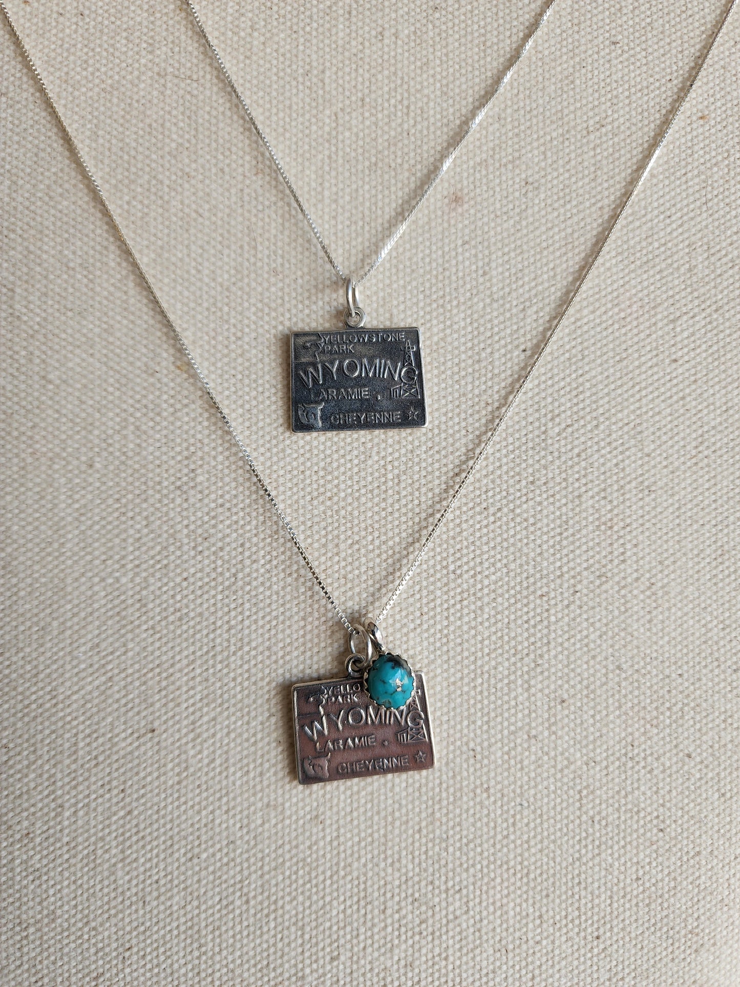 Sterling Silver Wyoming State Pendant Necklace
