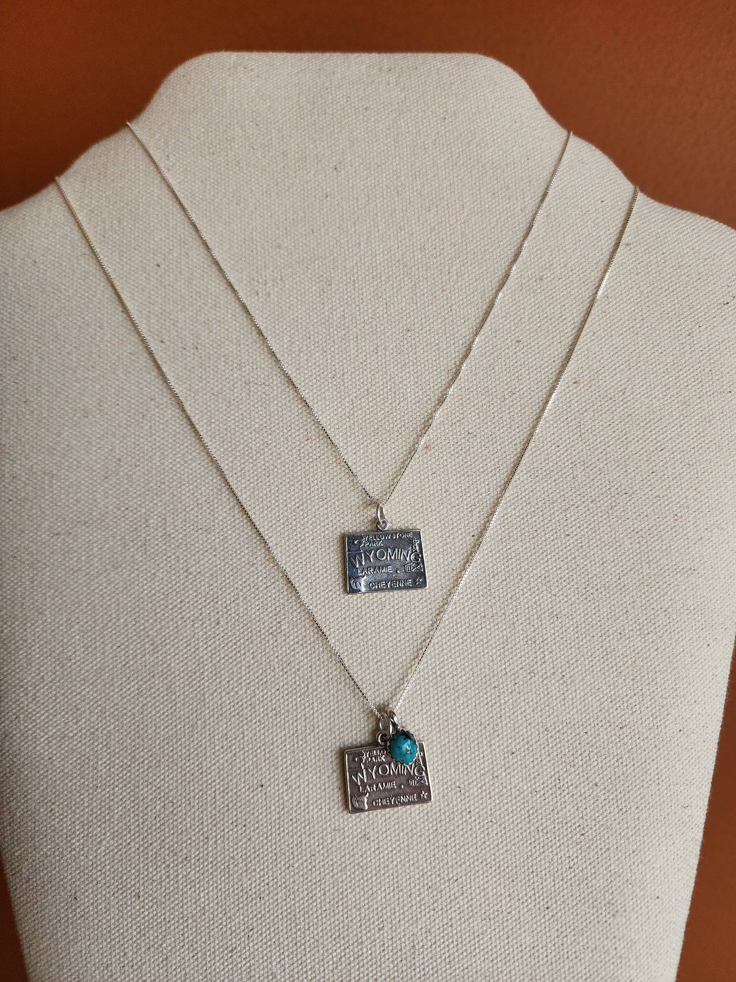 Sterling Silver Wyoming State Pendant Necklace