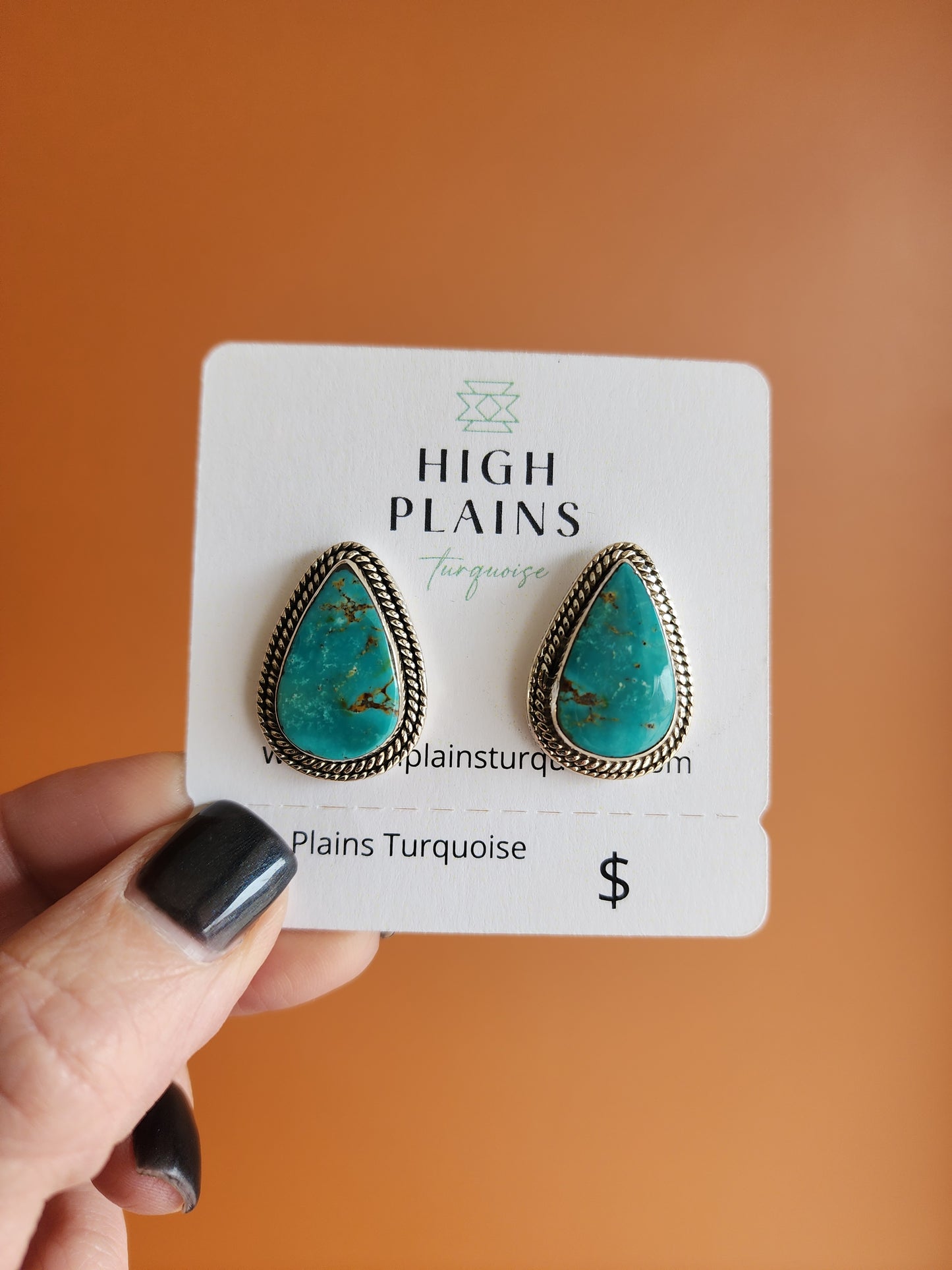 Double Rope Kingman Turquoise Teardrop Earrings