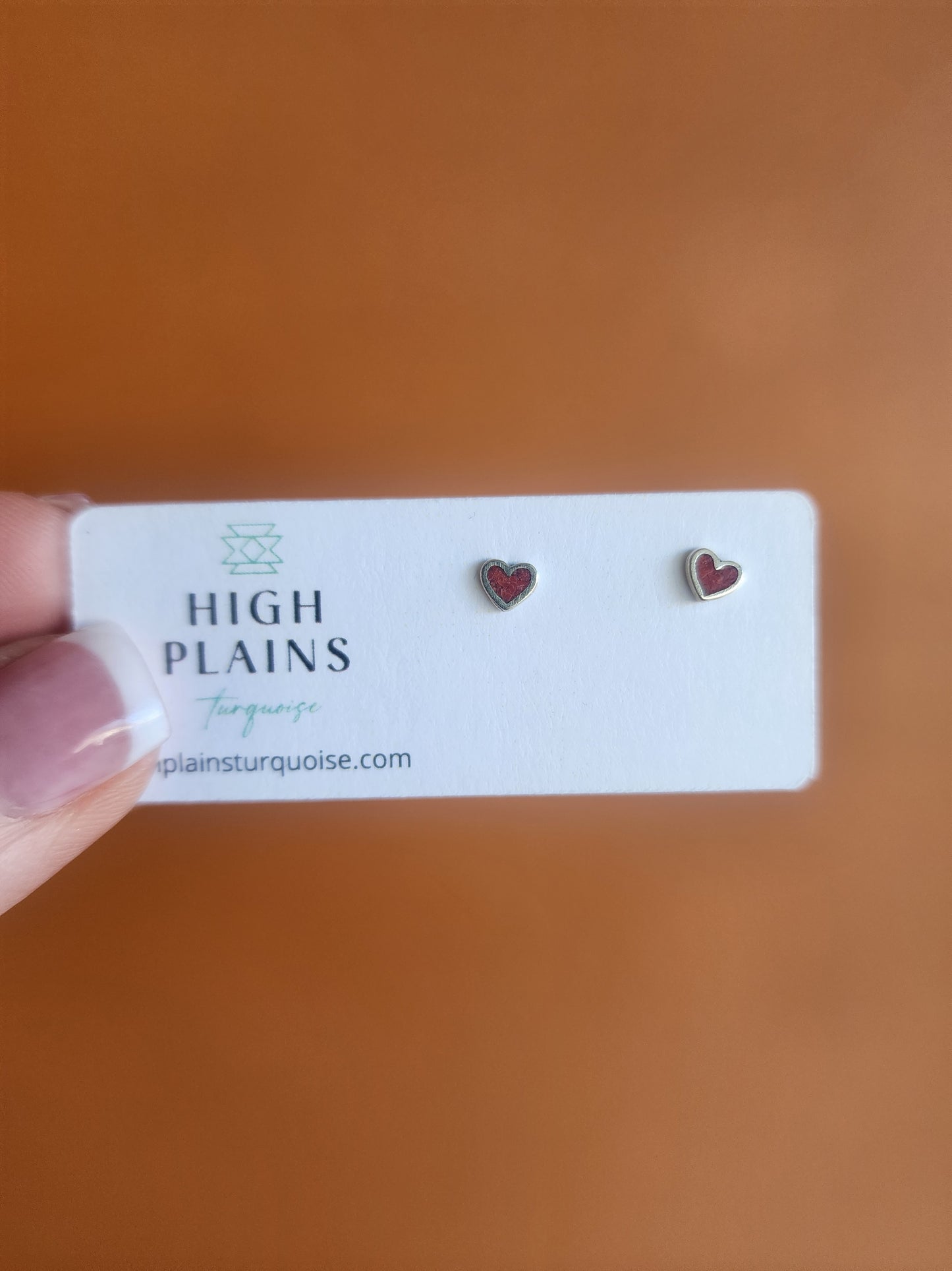 Coral Inlay Heart Earrings
