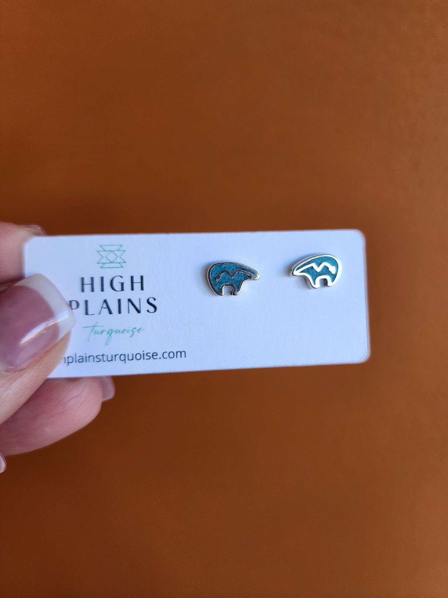 Turquoise Inlay Bear Earrings