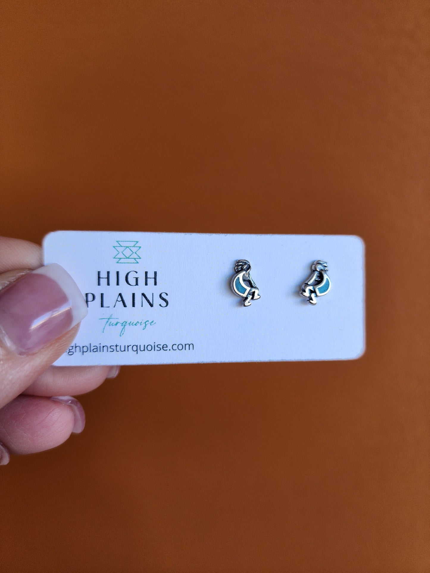 Turquoise Inlay Kokopelli Earrings