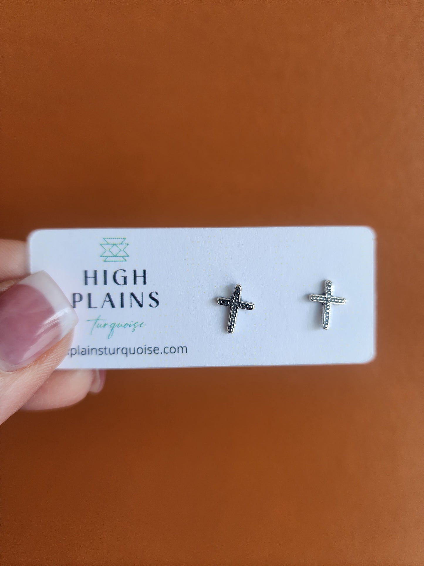 Sterling Silver Beaded Cross Earrings