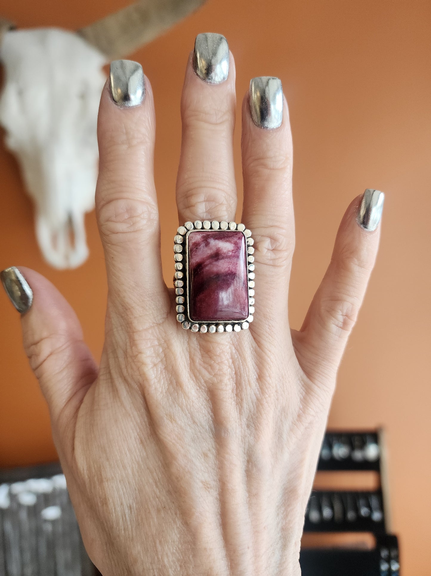 Purple Spiny Sterling Dot Accent Ring
