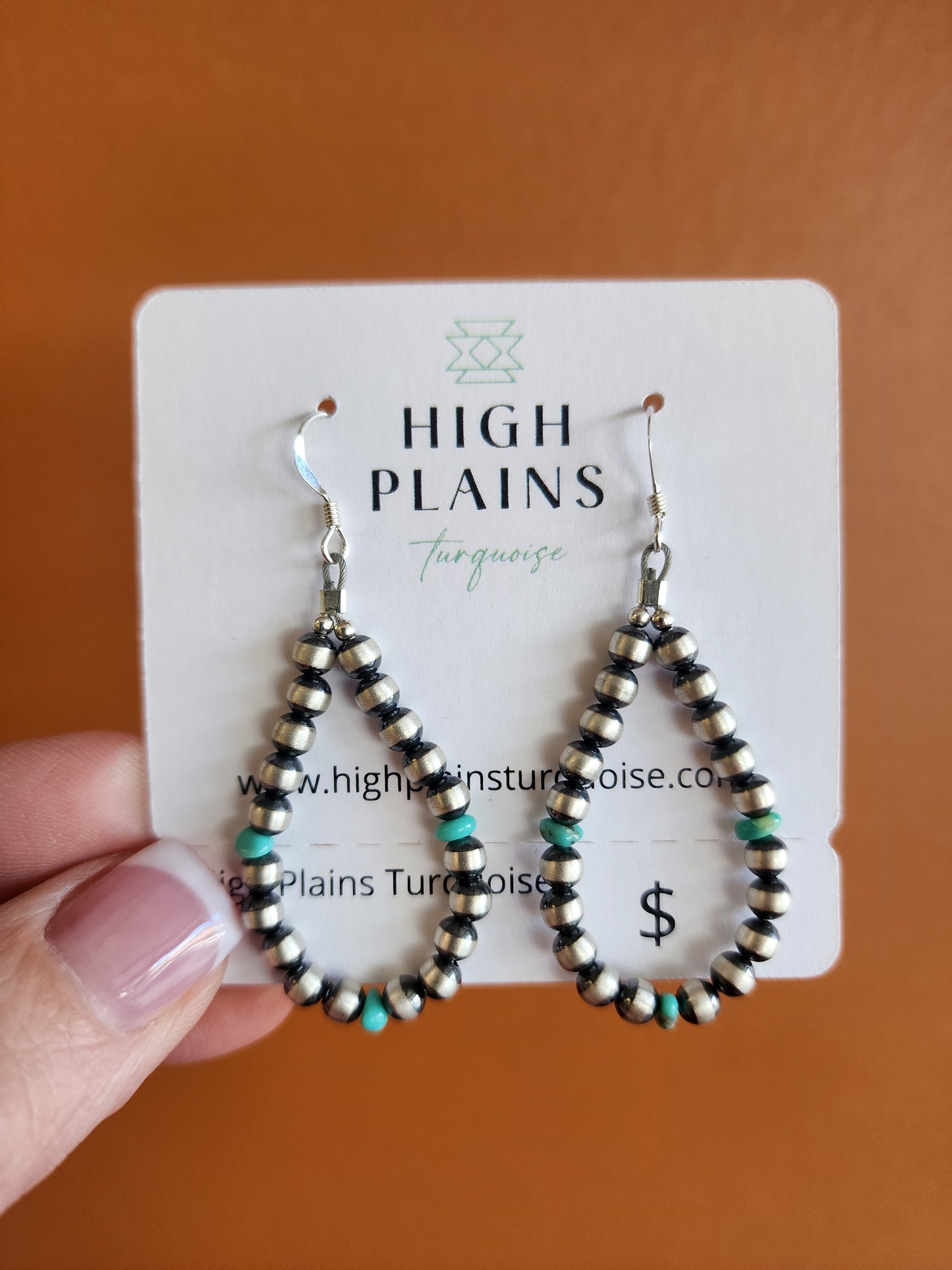 4mm Beaded Sterling Silver Earring with Kingman Turquoise accent