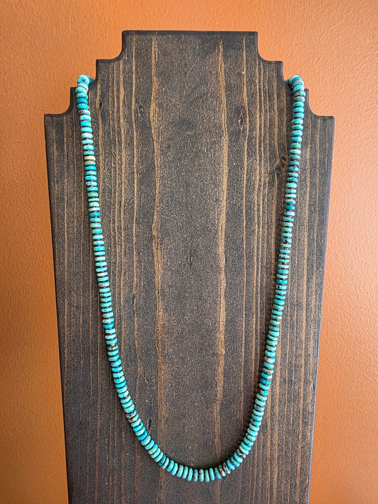 6mm Kingman Turquoise Rondelle Beaded Necklace