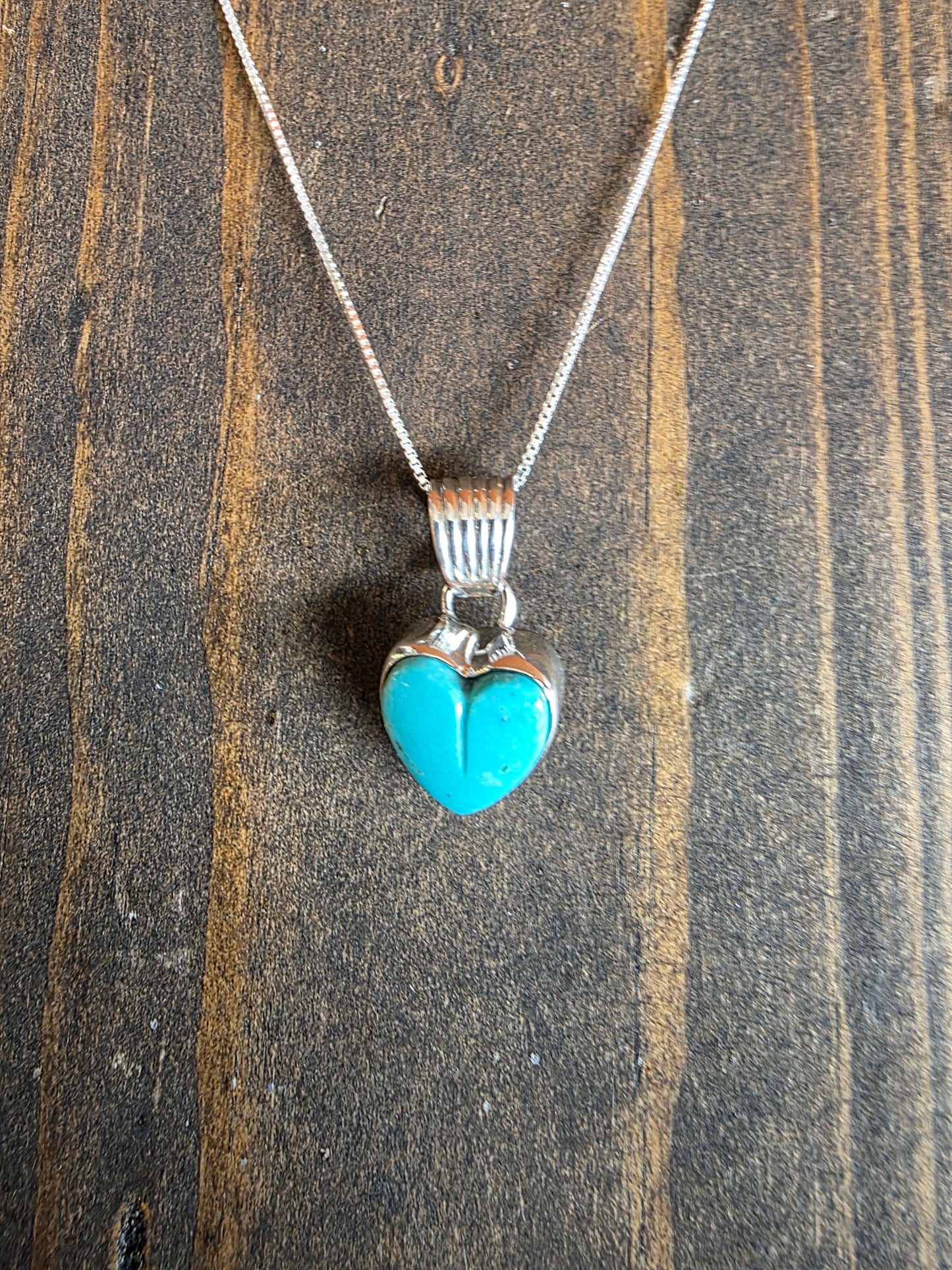 Kingman Turquoise Heart Pendant Necklace