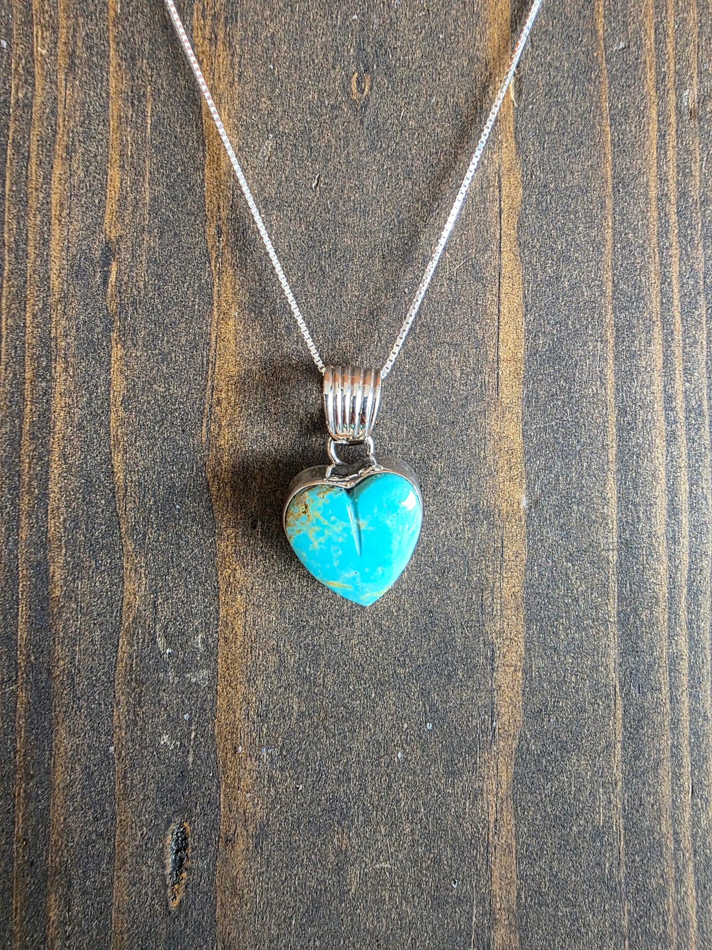 Kingman Turquoise Heart Pendant Necklace