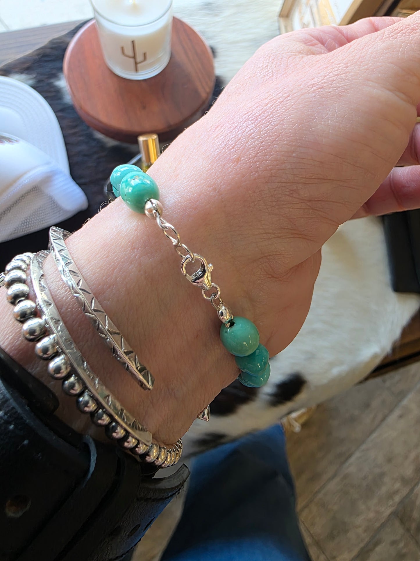 7mm Turquoise Beaded Bracelet