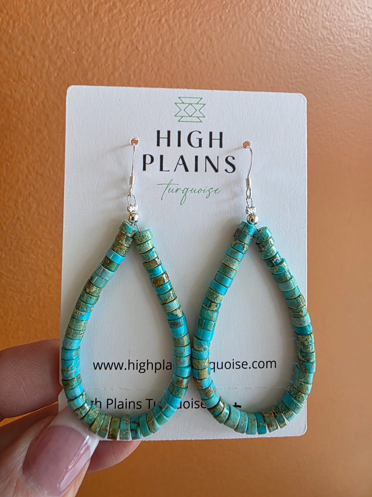 4mm Kingman Turquoise Rondell Hoop Earrings