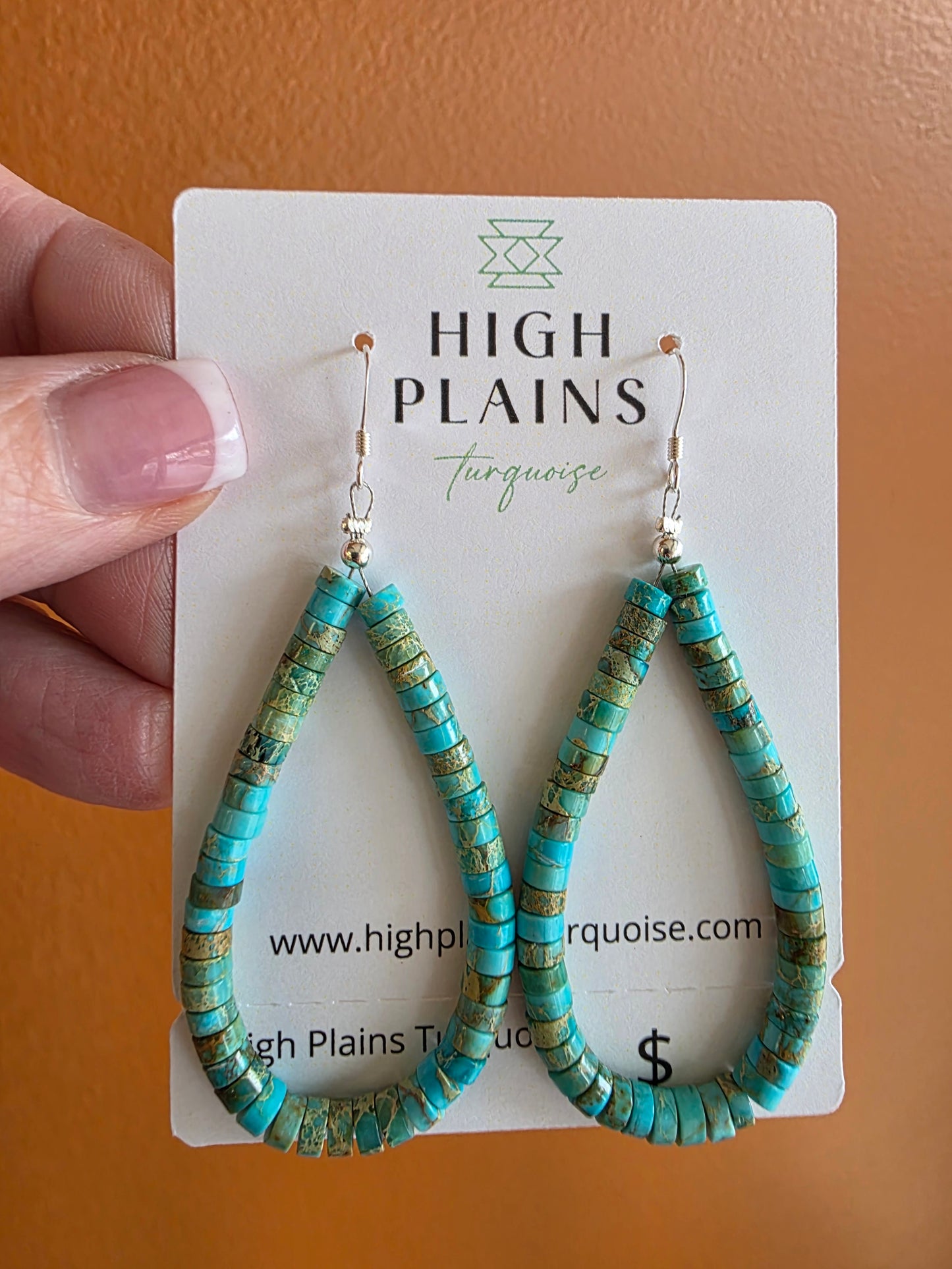 4mm Kingman Turquoise Rondell Hoop Earrings