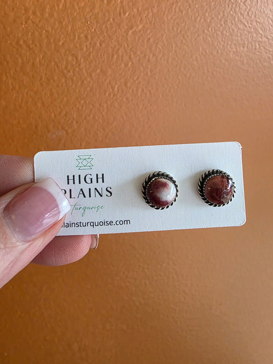 Round Spiny Studs with Sterling Rope Accent