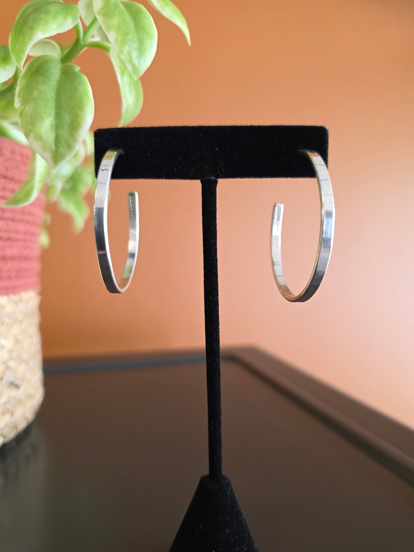 Tahe Sterling Silver Sleek Hoop Earrings