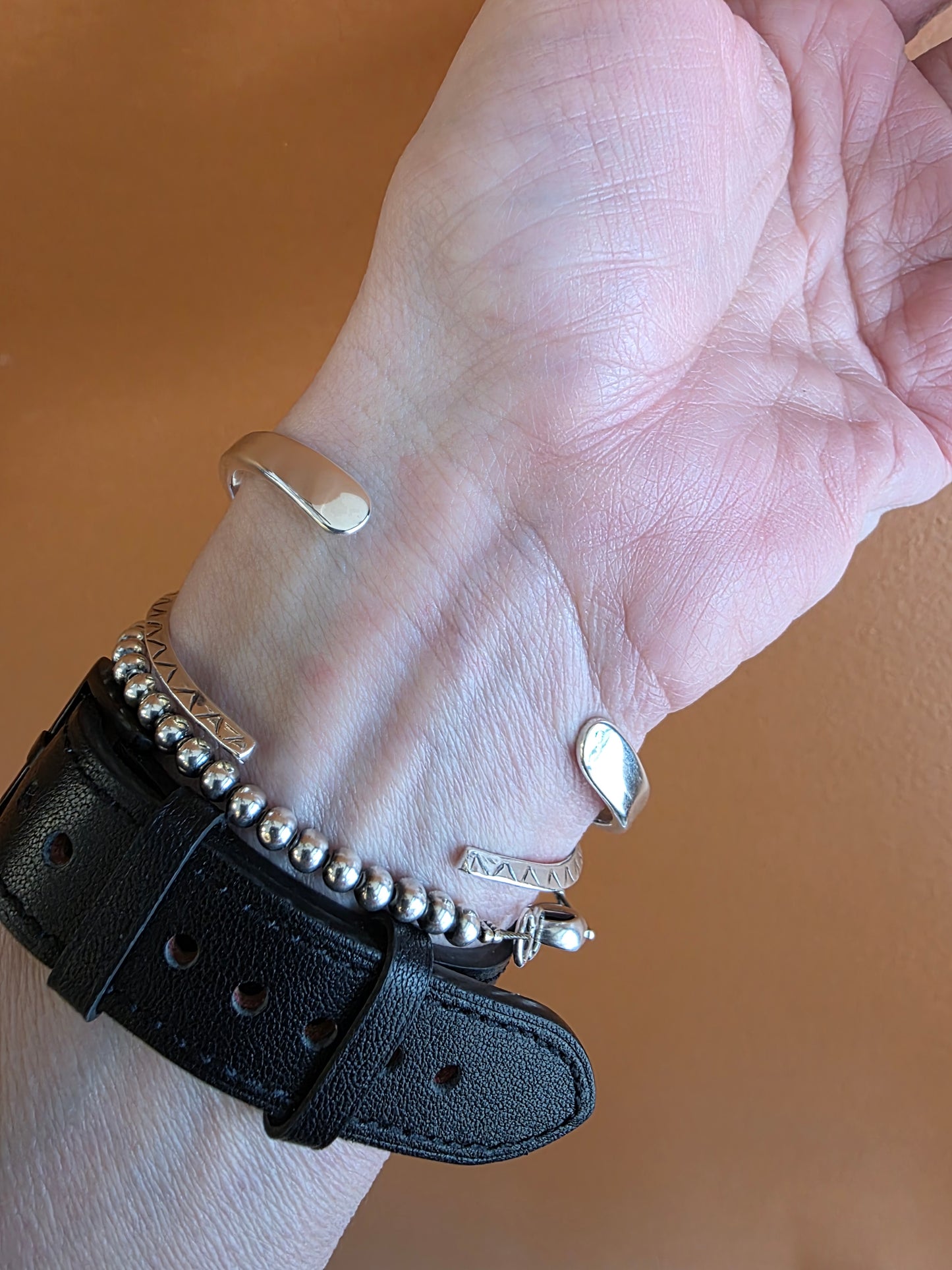 Heavy Comfortable Fit White Buffalo Inlay Cuff Bracelet
