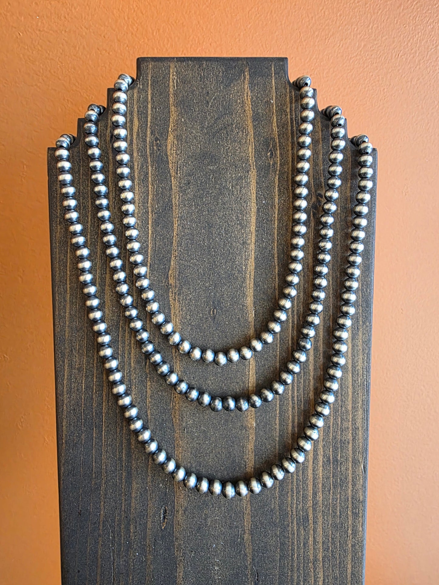 7mm Sterling Silver Beaded Necklace with 2" Extender