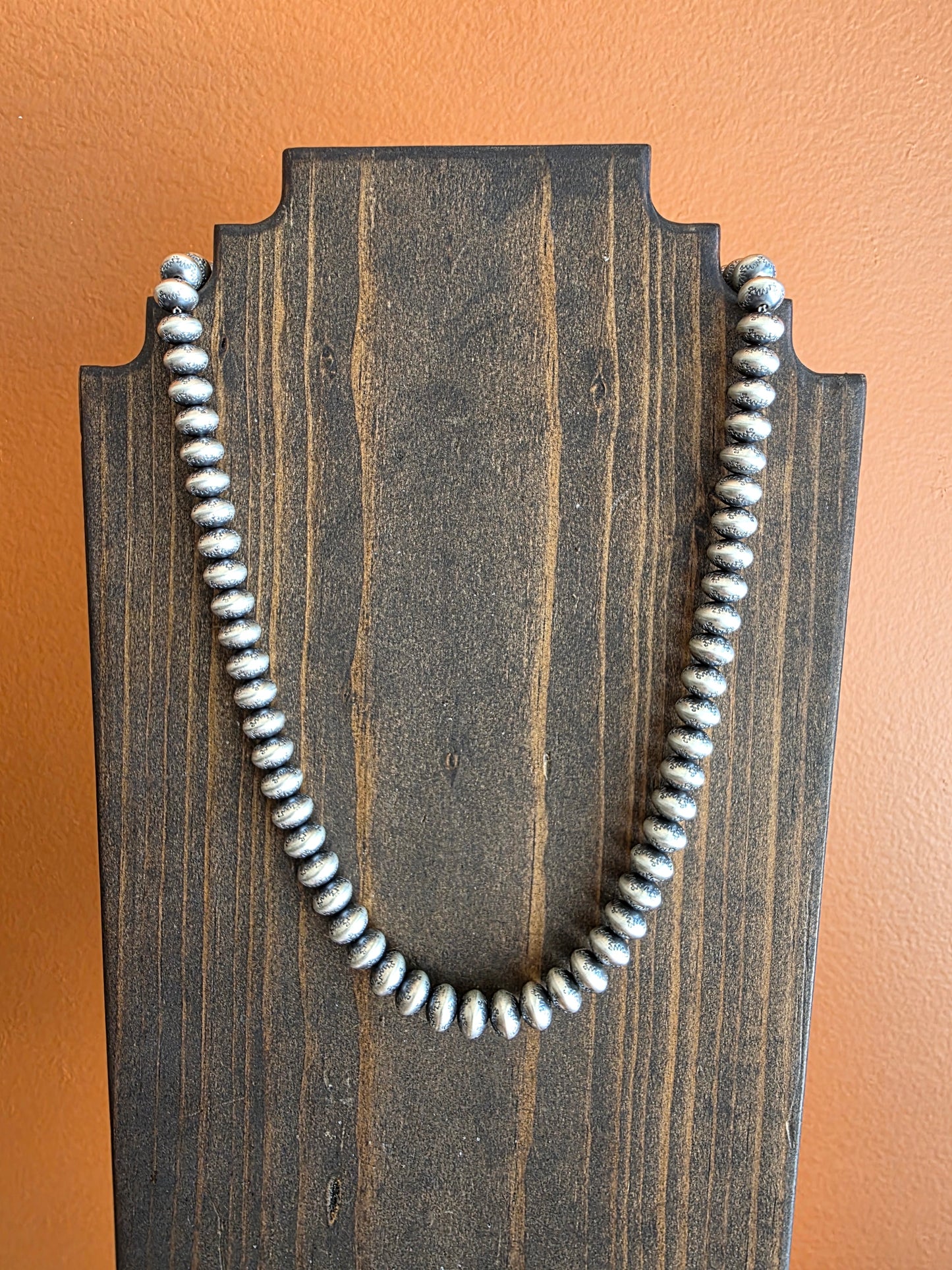 9mm Handmade Stamped Sterling Silver Navajo Pearls
