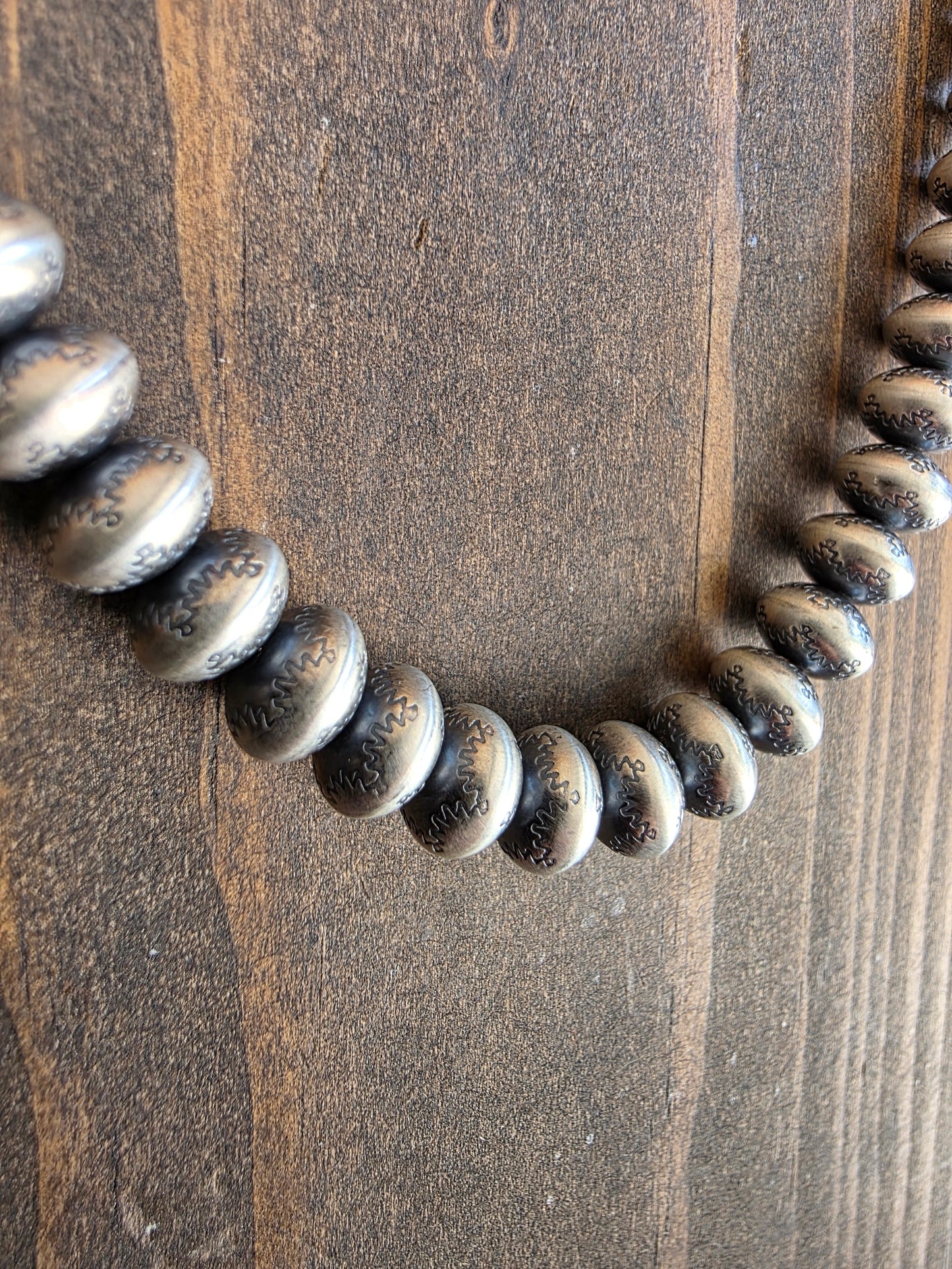 9mm Handmade Stamped Sterling Silver Navajo Pearls