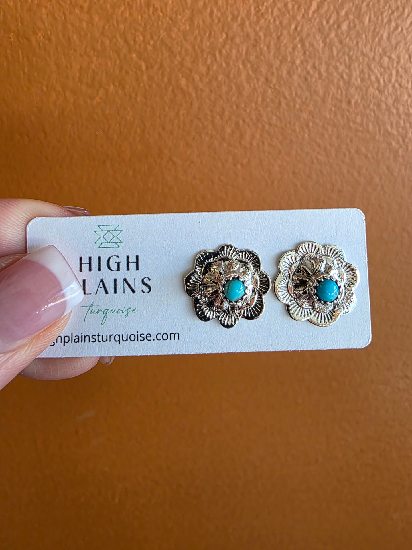 Petite Hand Stamped Sterling Silver Conch Earrings with Stone Accent
