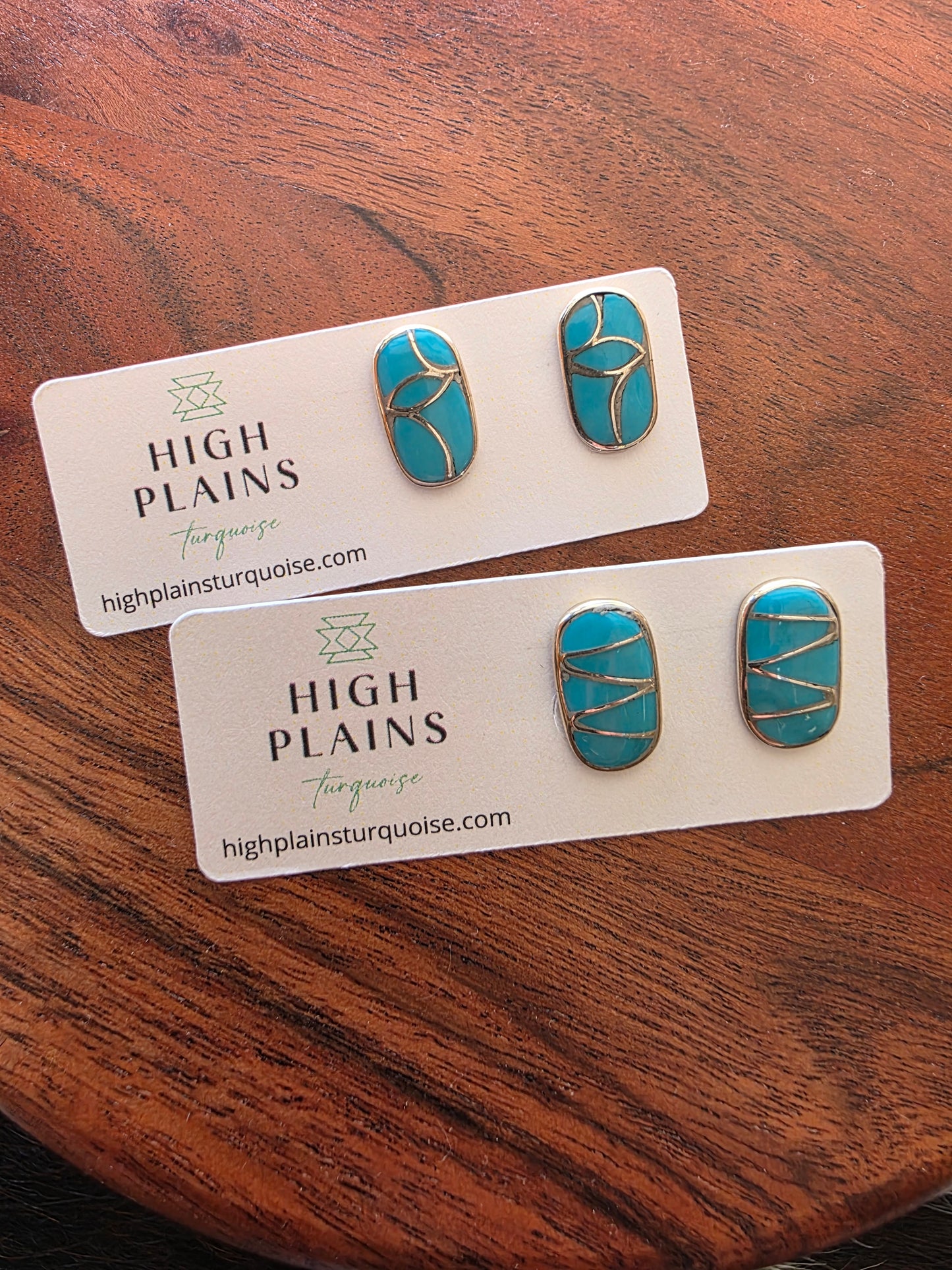 Zuni Turquoise Oval Inlay Earrings