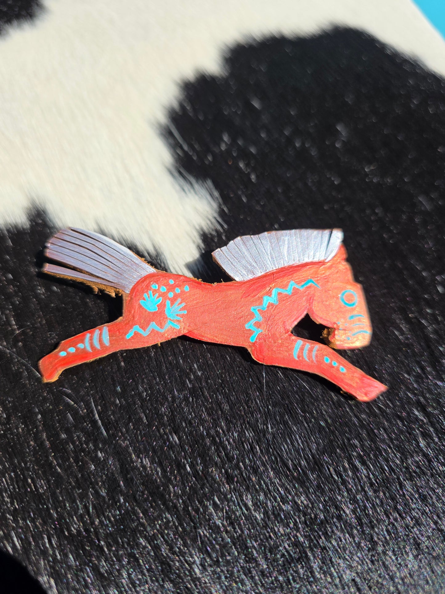 Hand Painted Leather Pin
