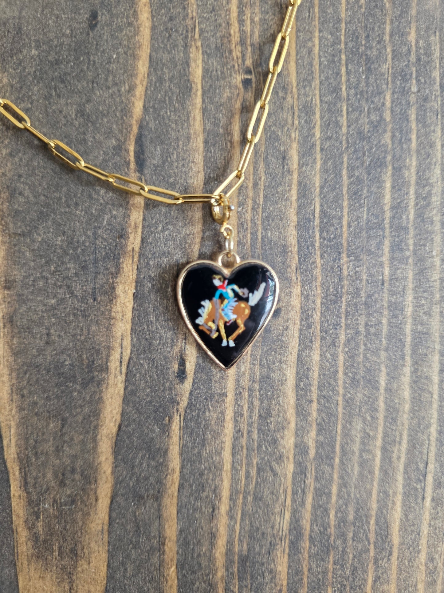 Hand Painted Bronc Rider Heart Charms (various colors)