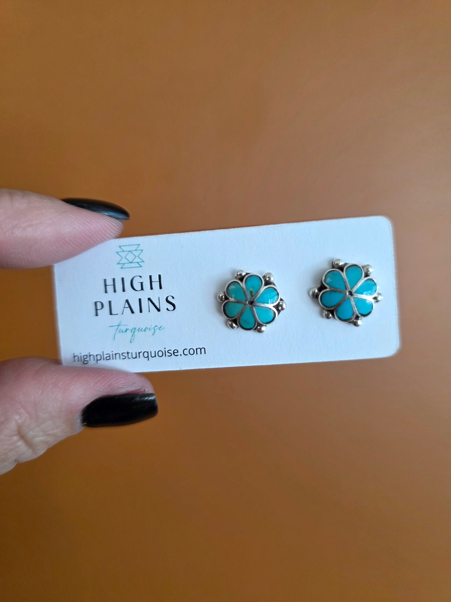Zuni Flower Earrings with Sterling Inlay