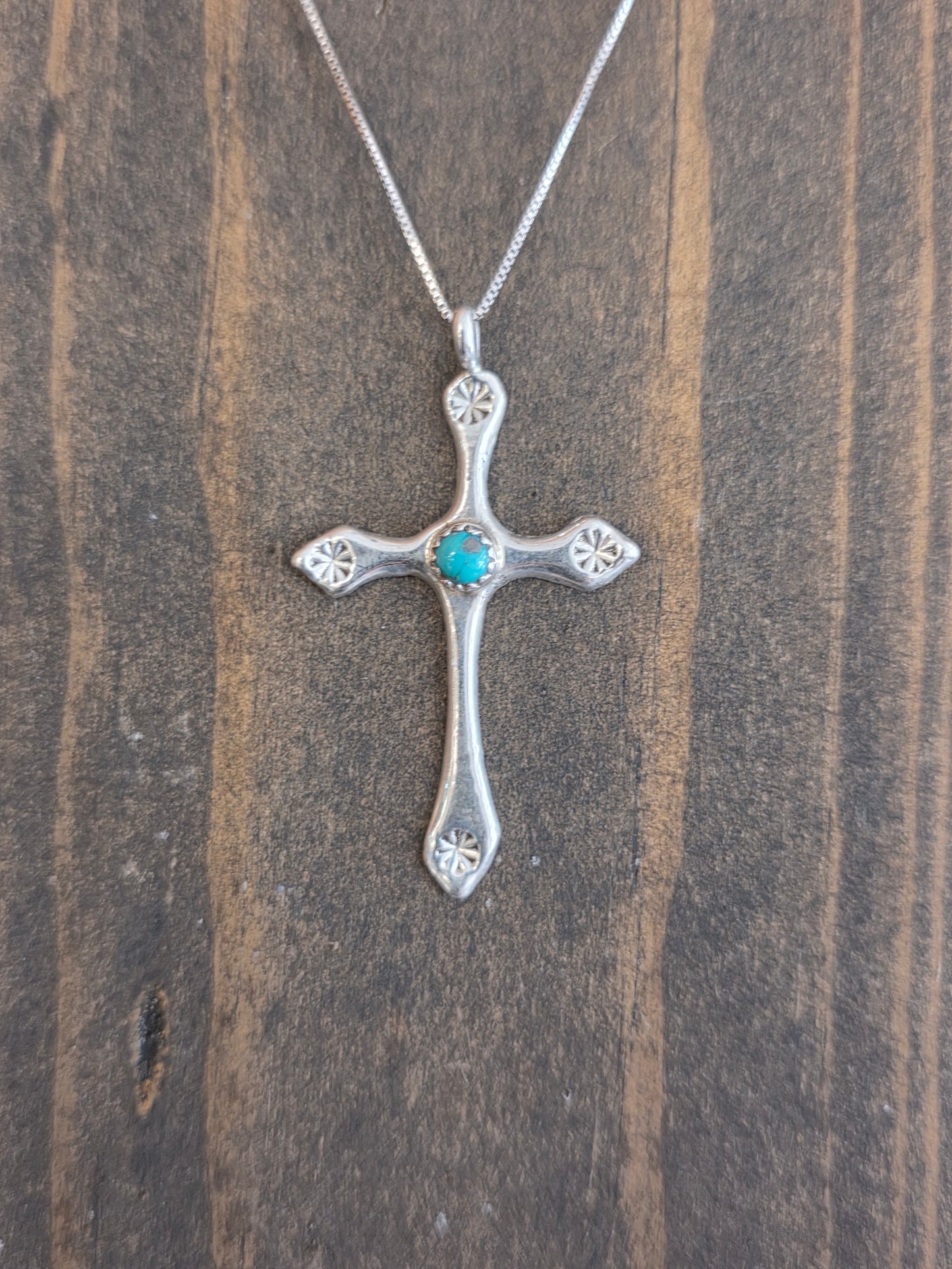 Ann Lincoln Sterling Turquoise Silver Cross Necklace