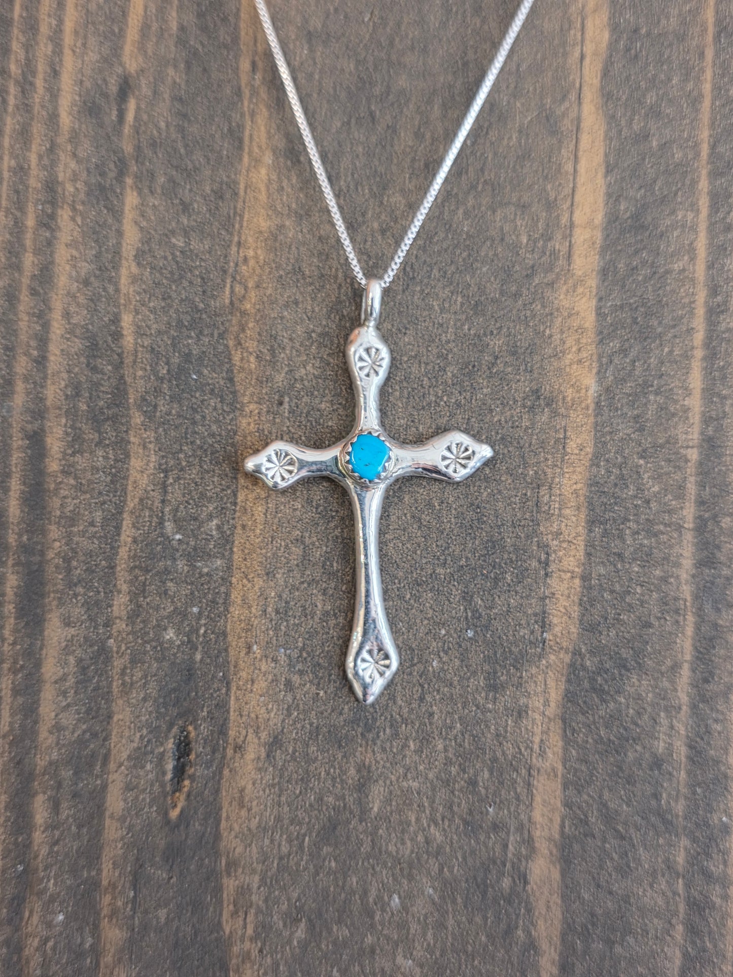 Ann Lincoln Sterling Turquoise Silver Cross Necklace