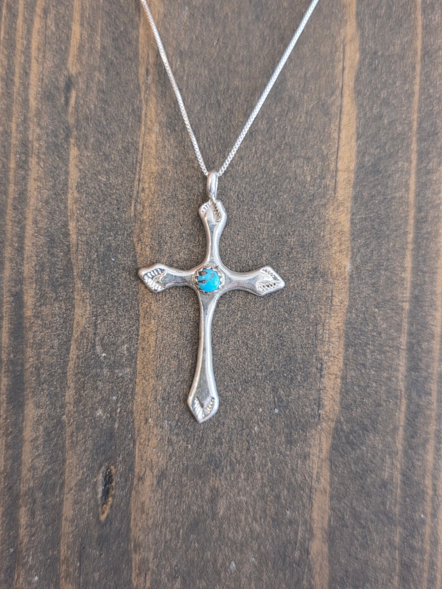 Ann Lincoln Sterling Turquoise Silver Cross Necklace