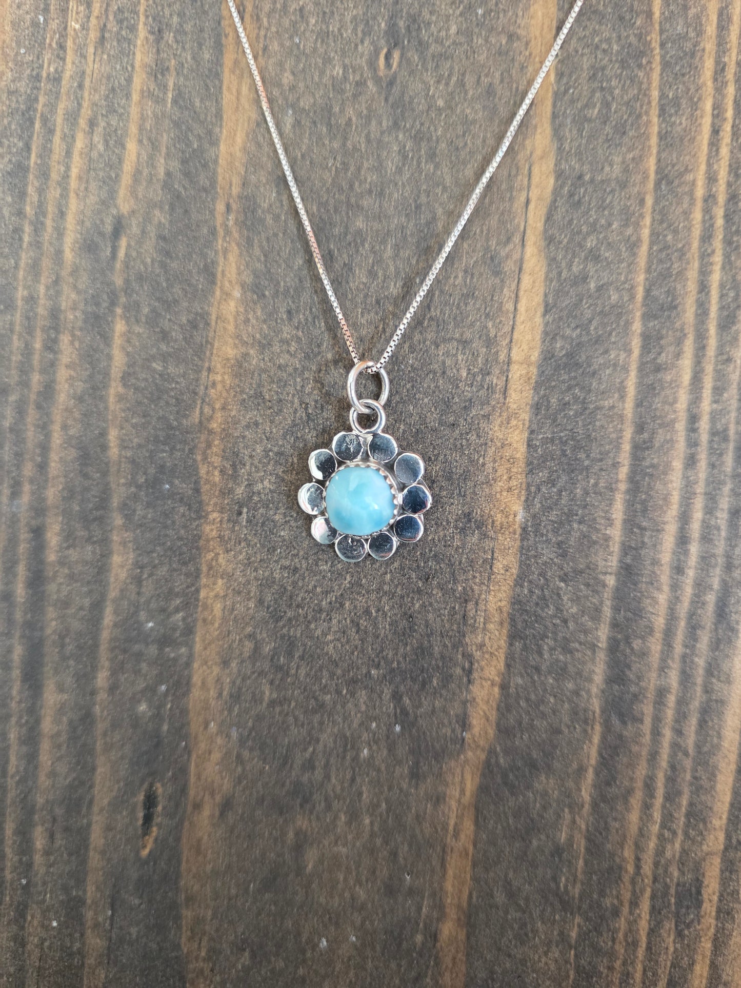Sterling Sunflower and Stone Pendant Necklace