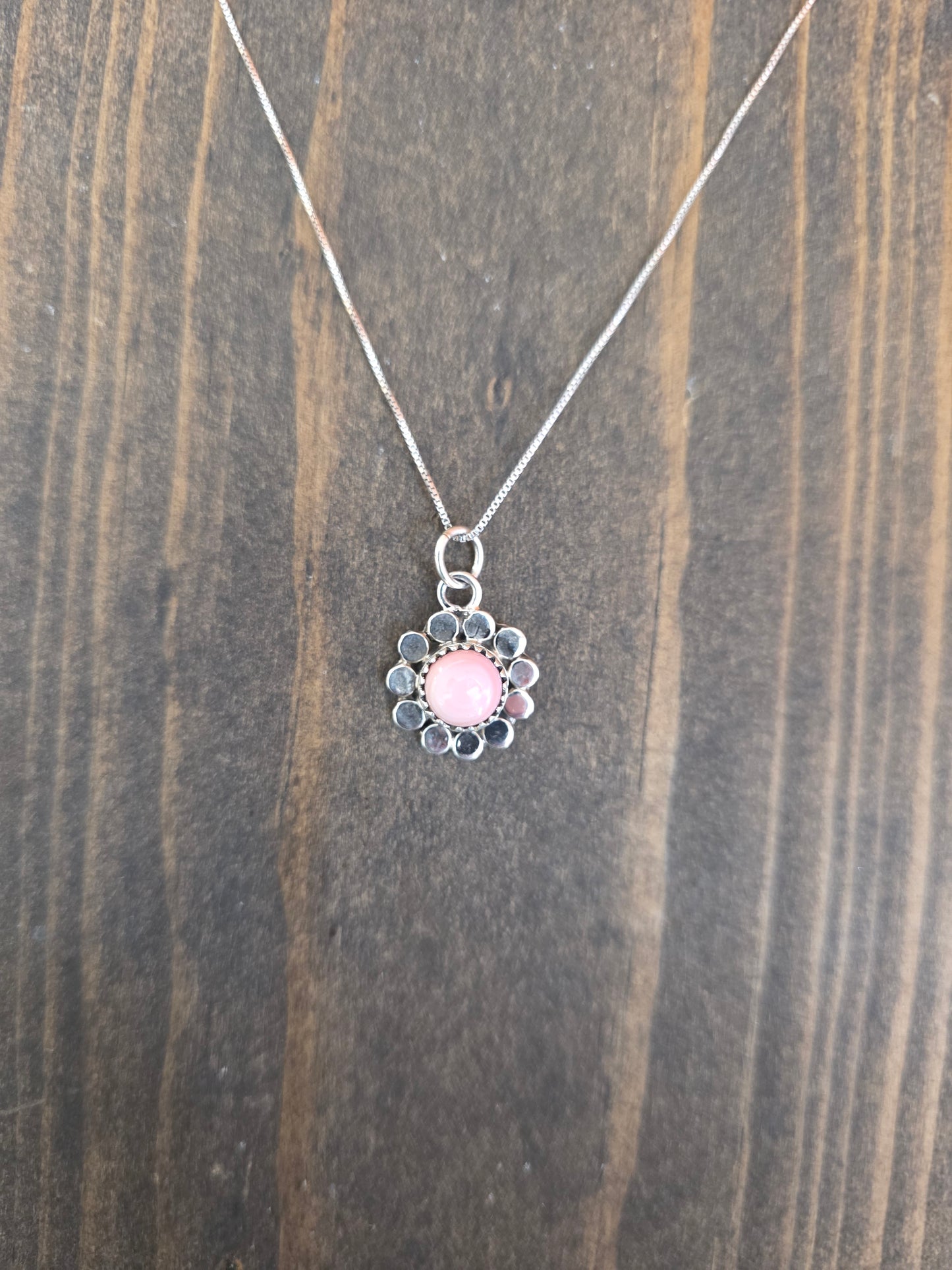 Sterling Sunflower and Stone Pendant Necklace