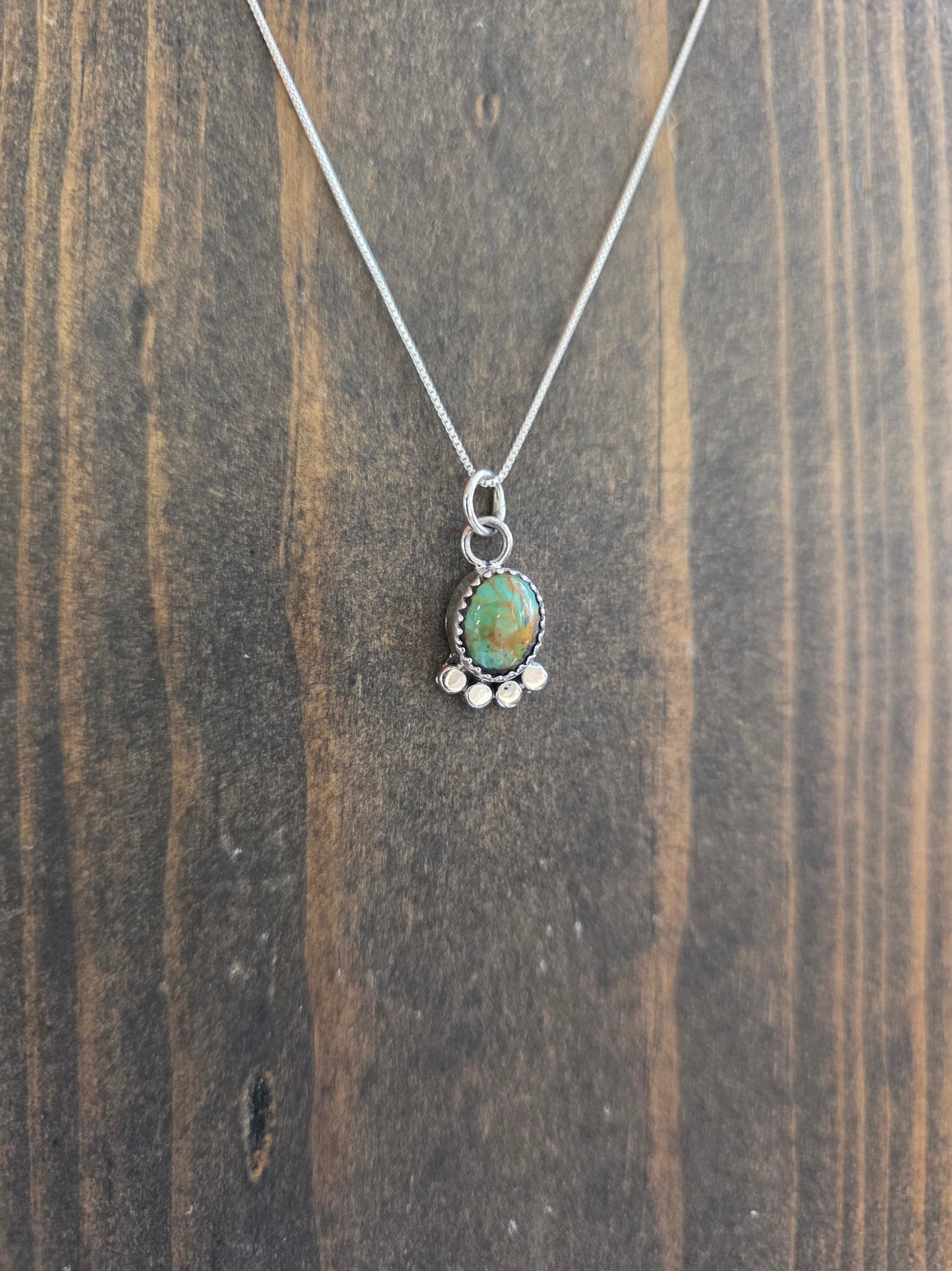 Sterling Dot and Turquoise Pendant Necklace