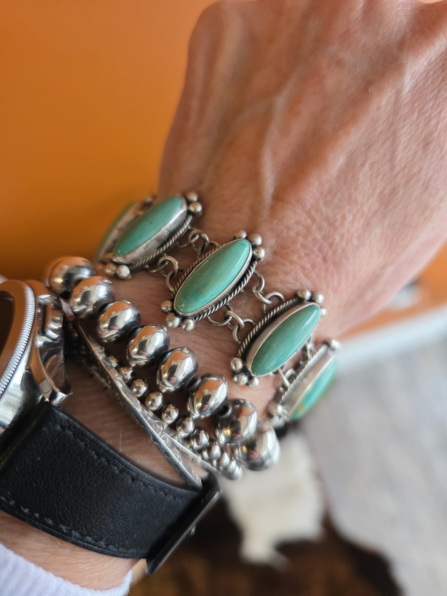 Bea Tom Kingman Turquoise Link Bracelet - 6-7.5"