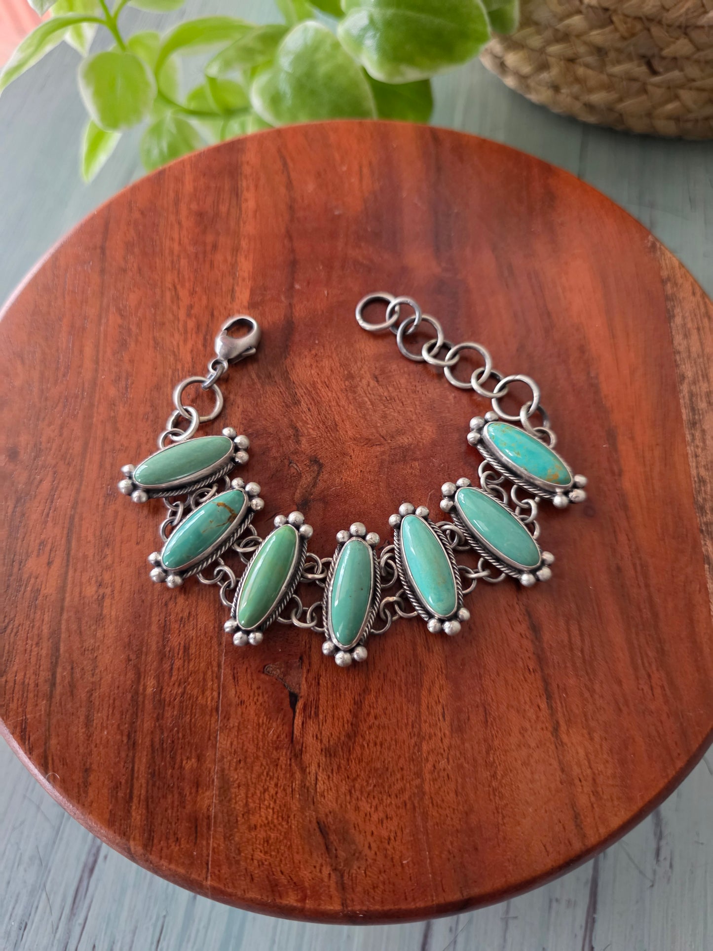 Bea Tom Kingman Turquoise Link Bracelet - 6-7.5"