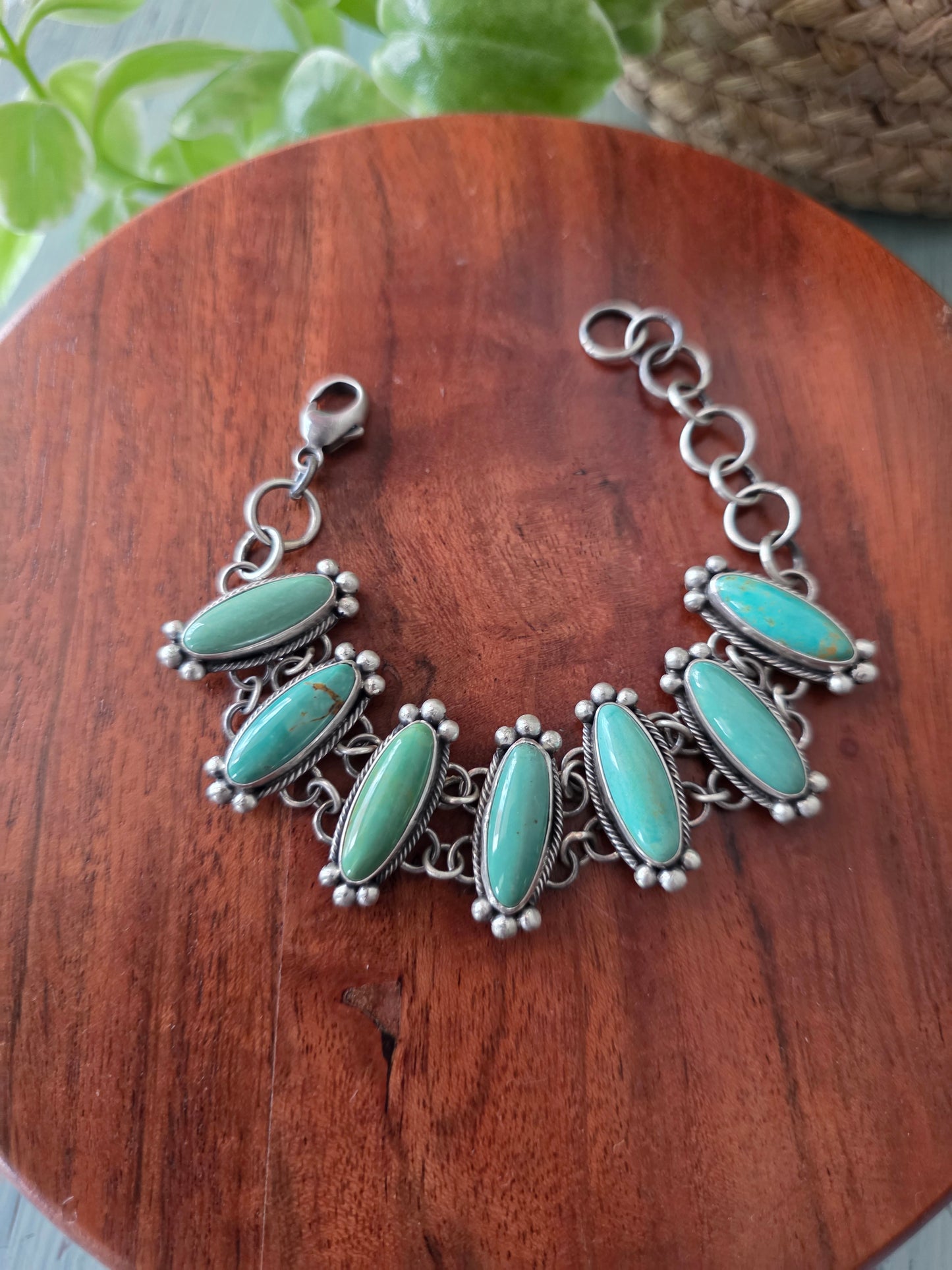 Bea Tom Kingman Turquoise Link Bracelet - 6-7.5"