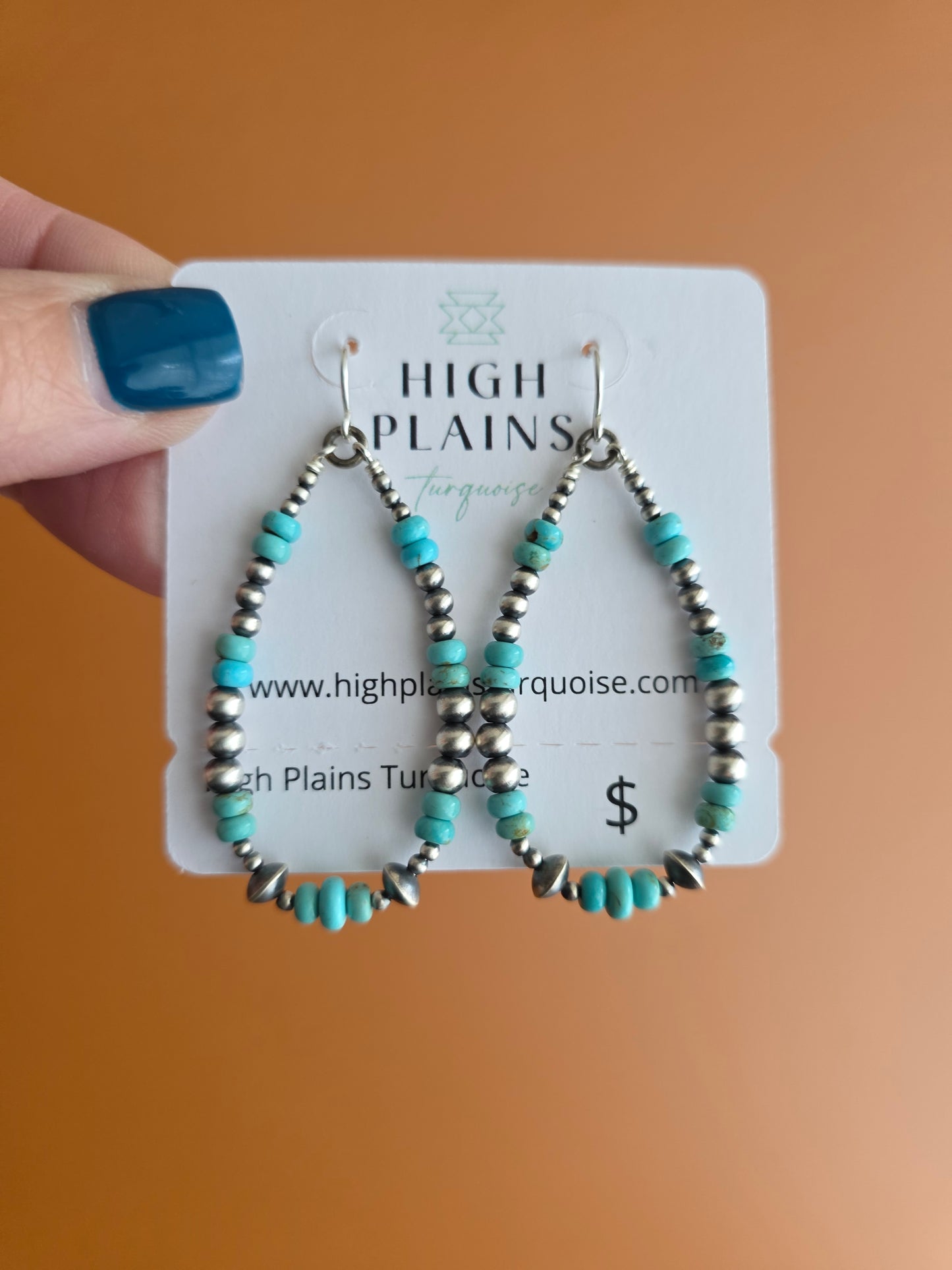 Sterling Silver Mix Bead Campitos Turquoise Earrings