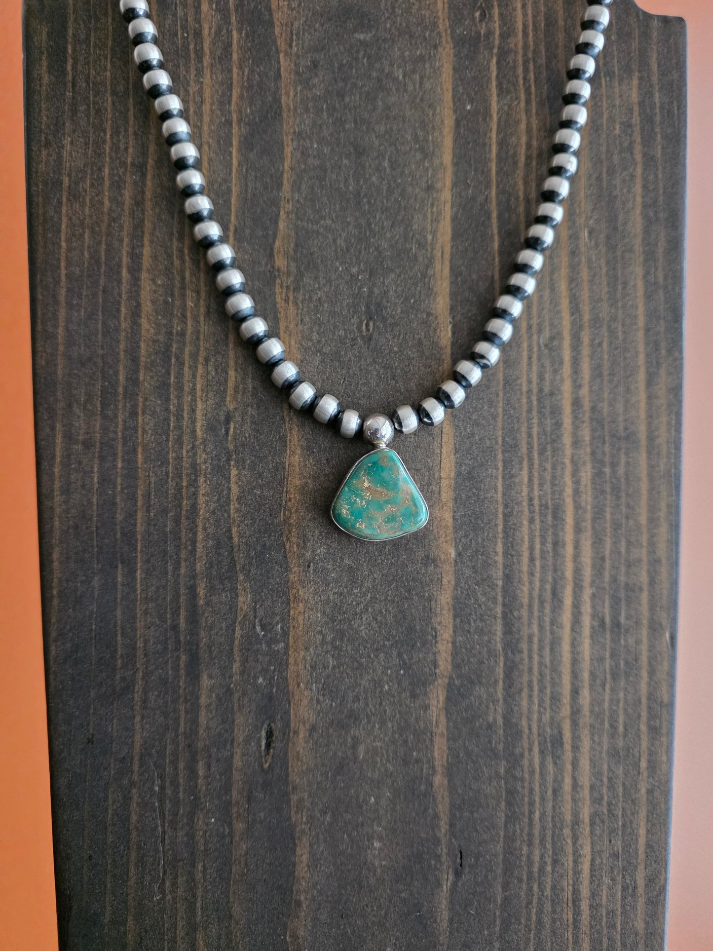 7mm Sterling Silver Kingman Turquoise Pendant Necklace