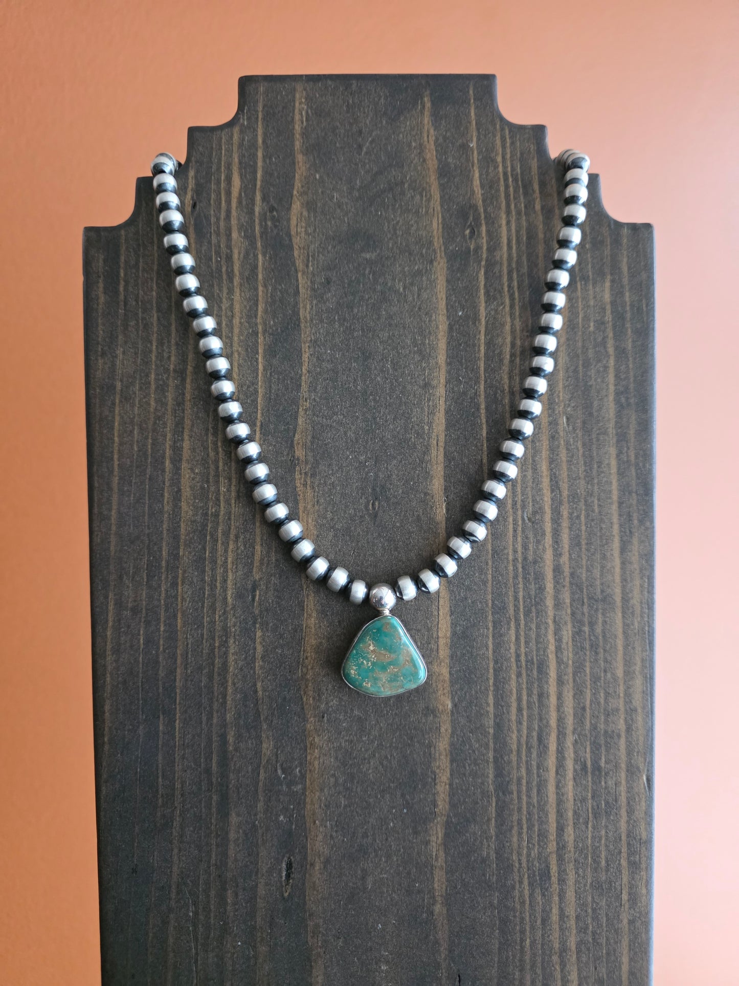 7mm Sterling Silver Kingman Turquoise Pendant Necklace