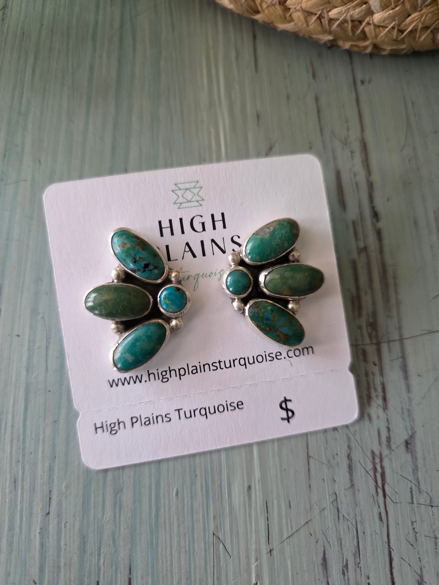 Kingman Turquoise Petal Cluster Earrings