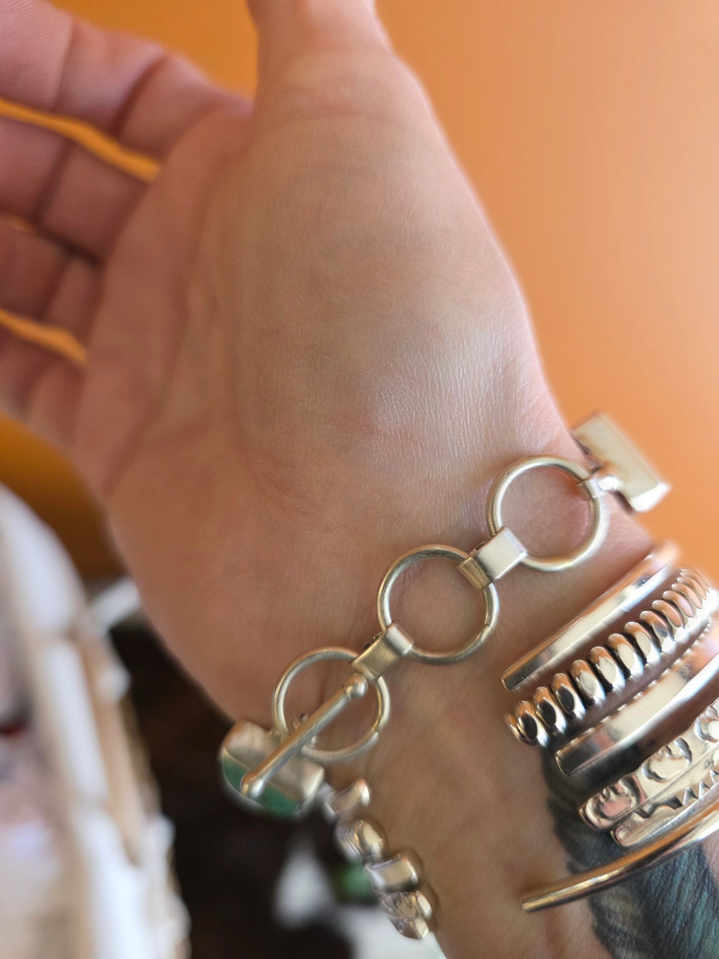 Contemporary Kingman Turquoise Link Bracelet