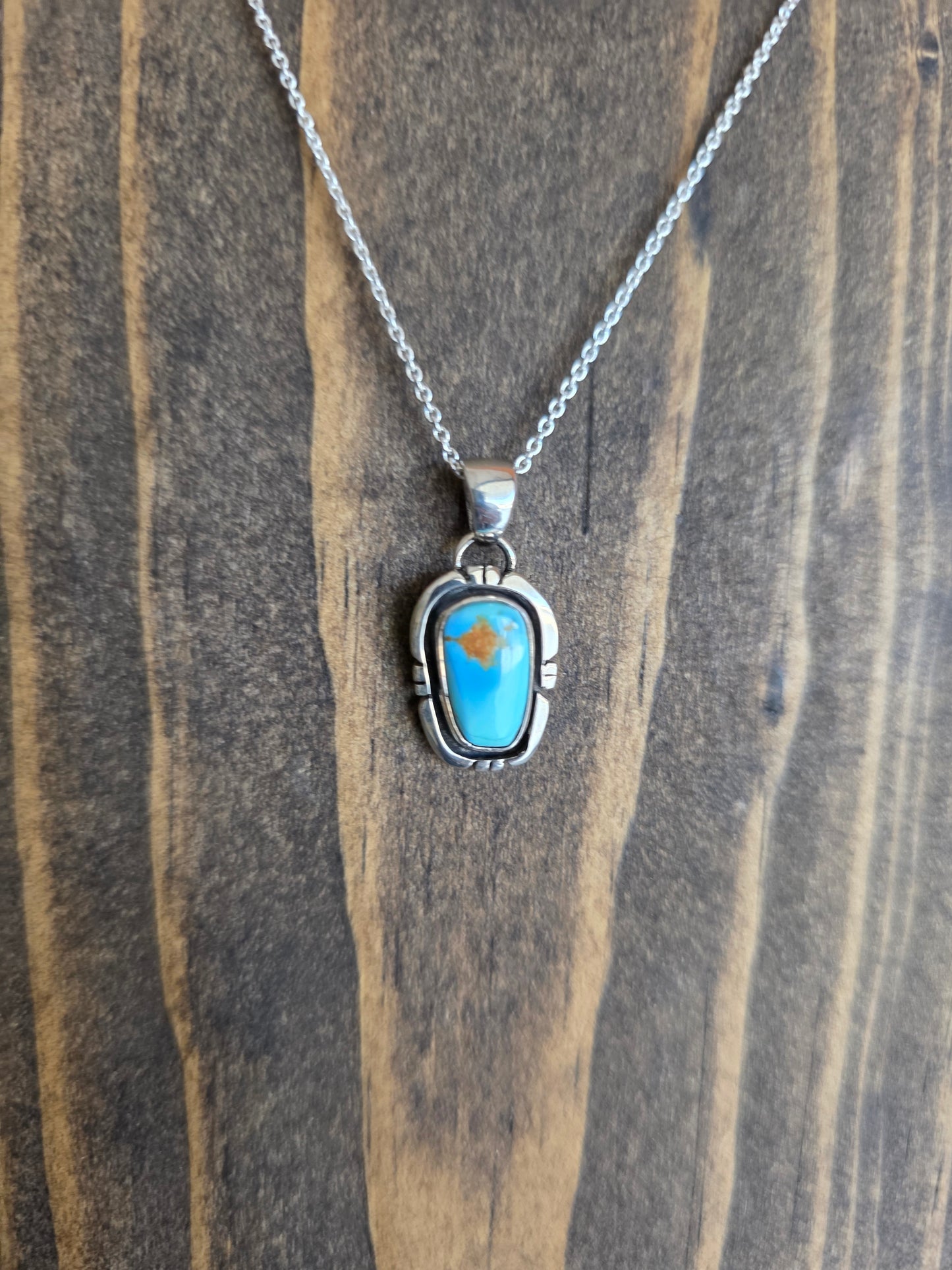 Petite Golden Hills Turquoise Rectangular Pendant Necklace