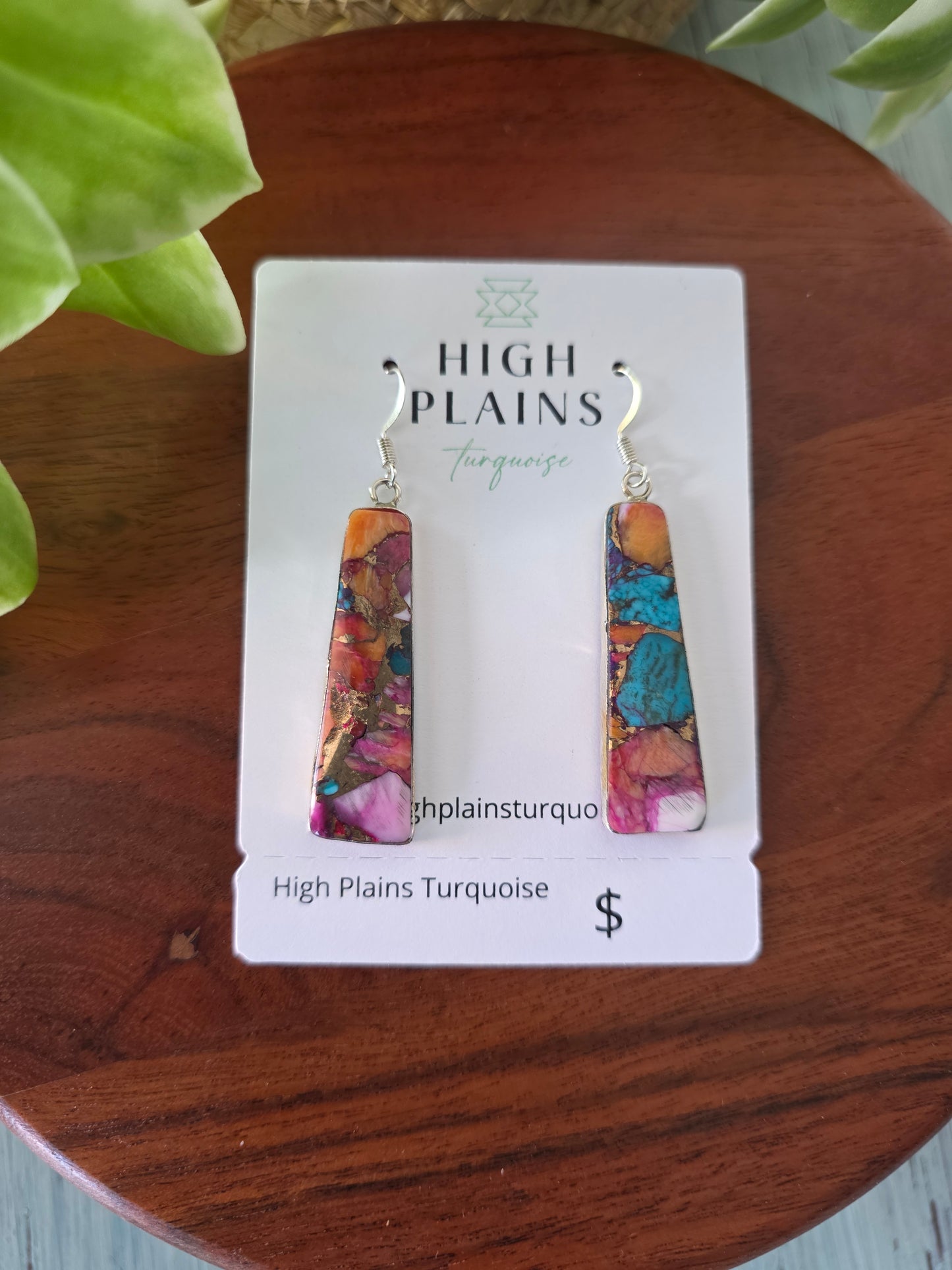Santo Domingo Mohave Turquoise Slab Earrings