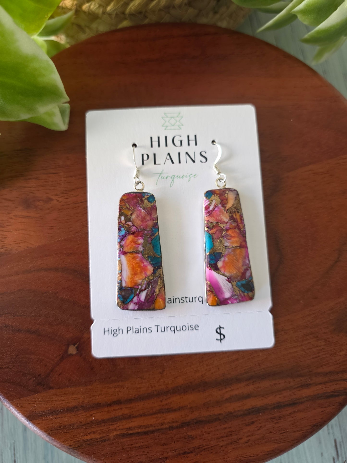 Santo Domingo Mohave Turquoise Slab Earrings