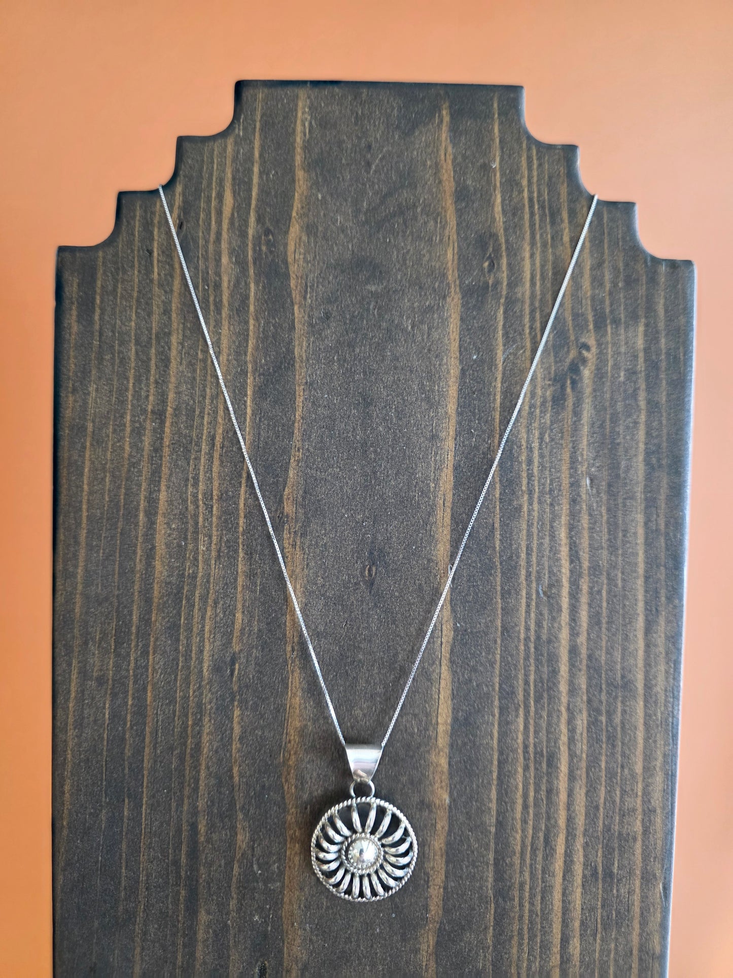 Contemporary Domed Sterling Silver Pendant Necklace