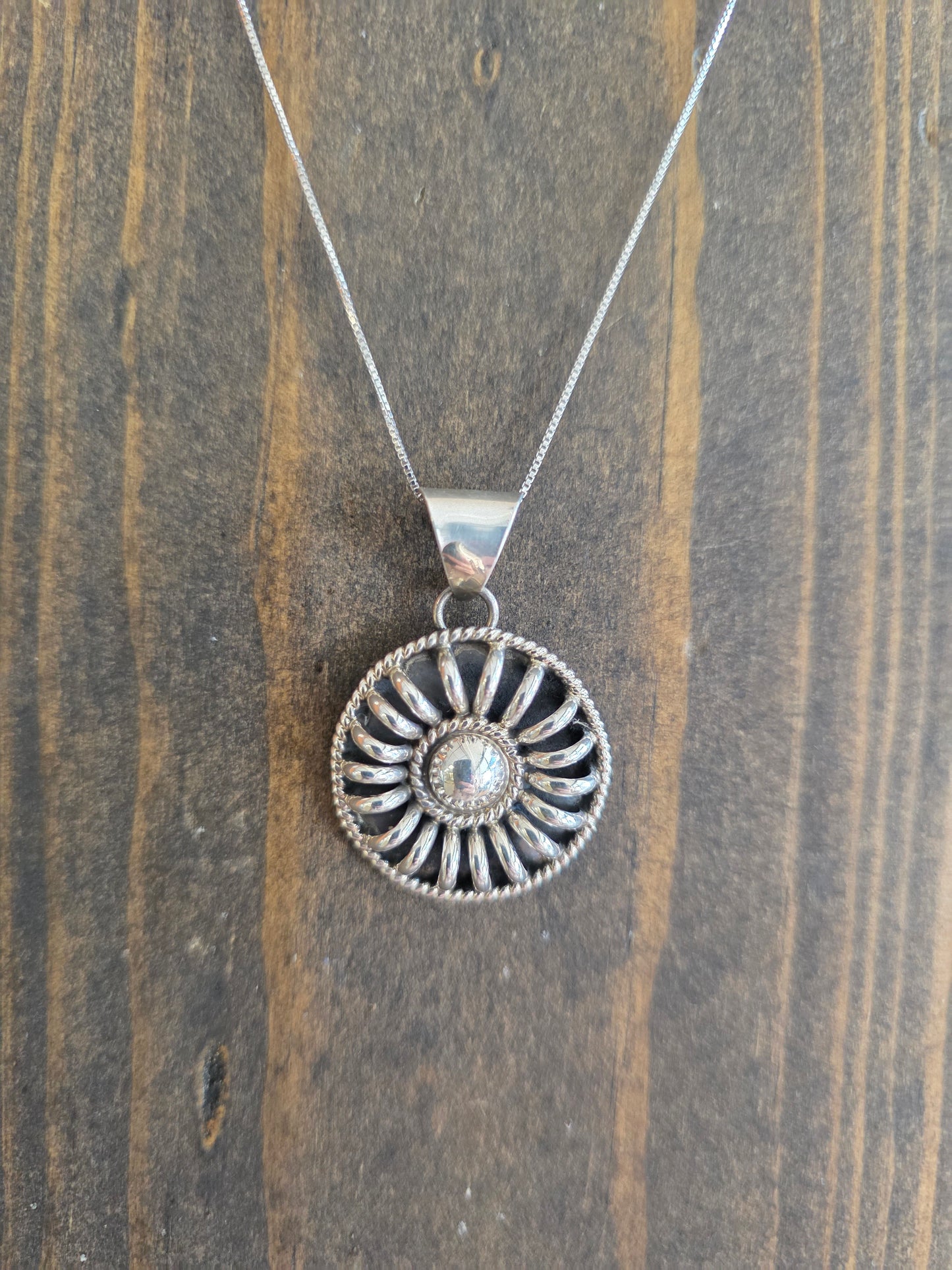 Contemporary Domed Sterling Silver Pendant Necklace