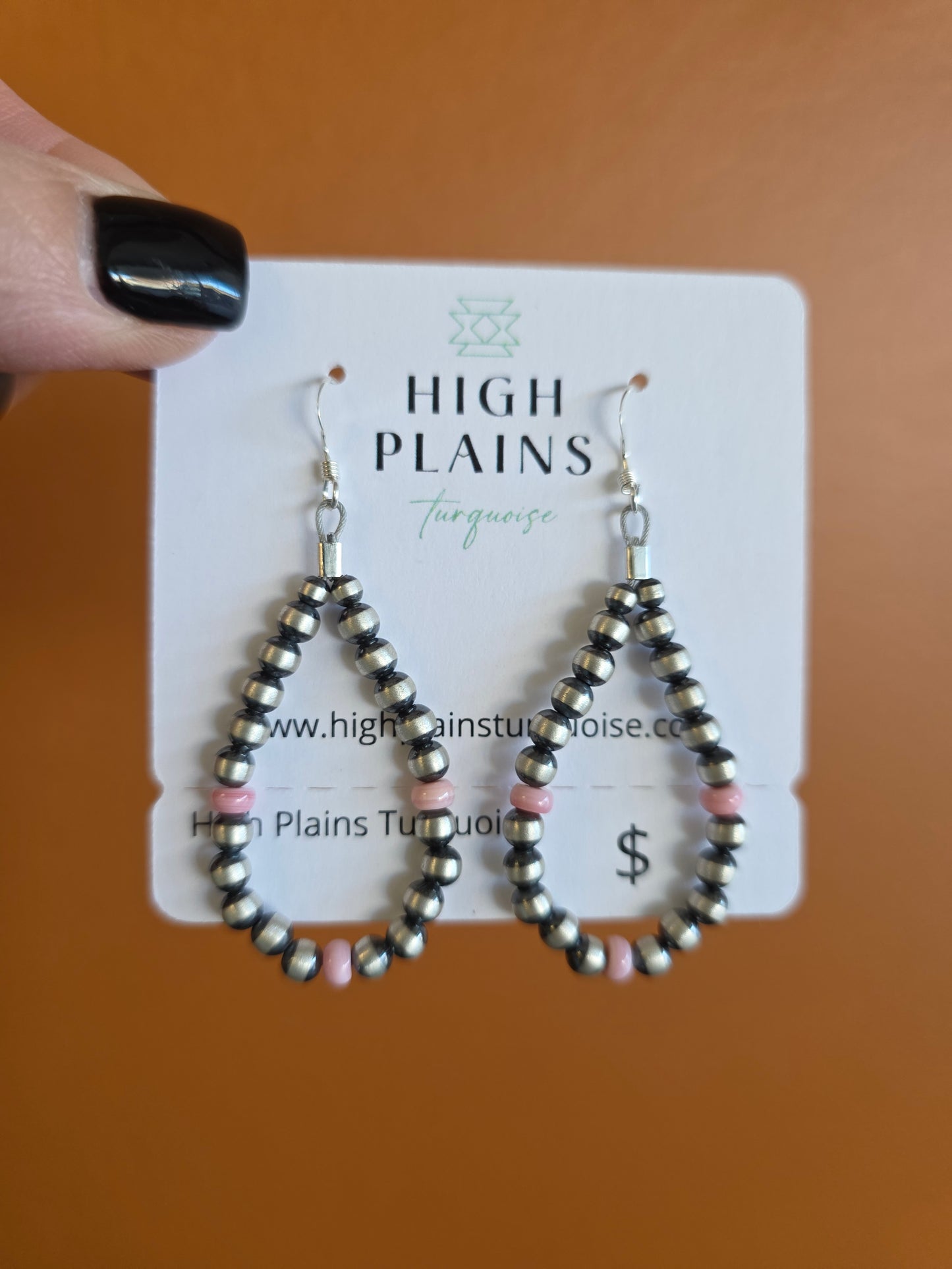 Sterling Silver and Pink Conch Beaded Earrings